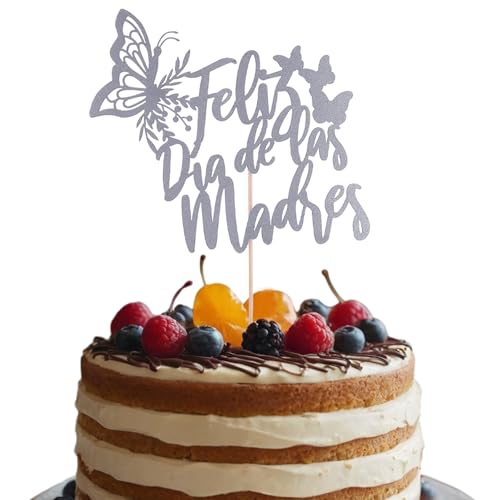 Feliz Día..madre Cake Topper Butterfly, Silver