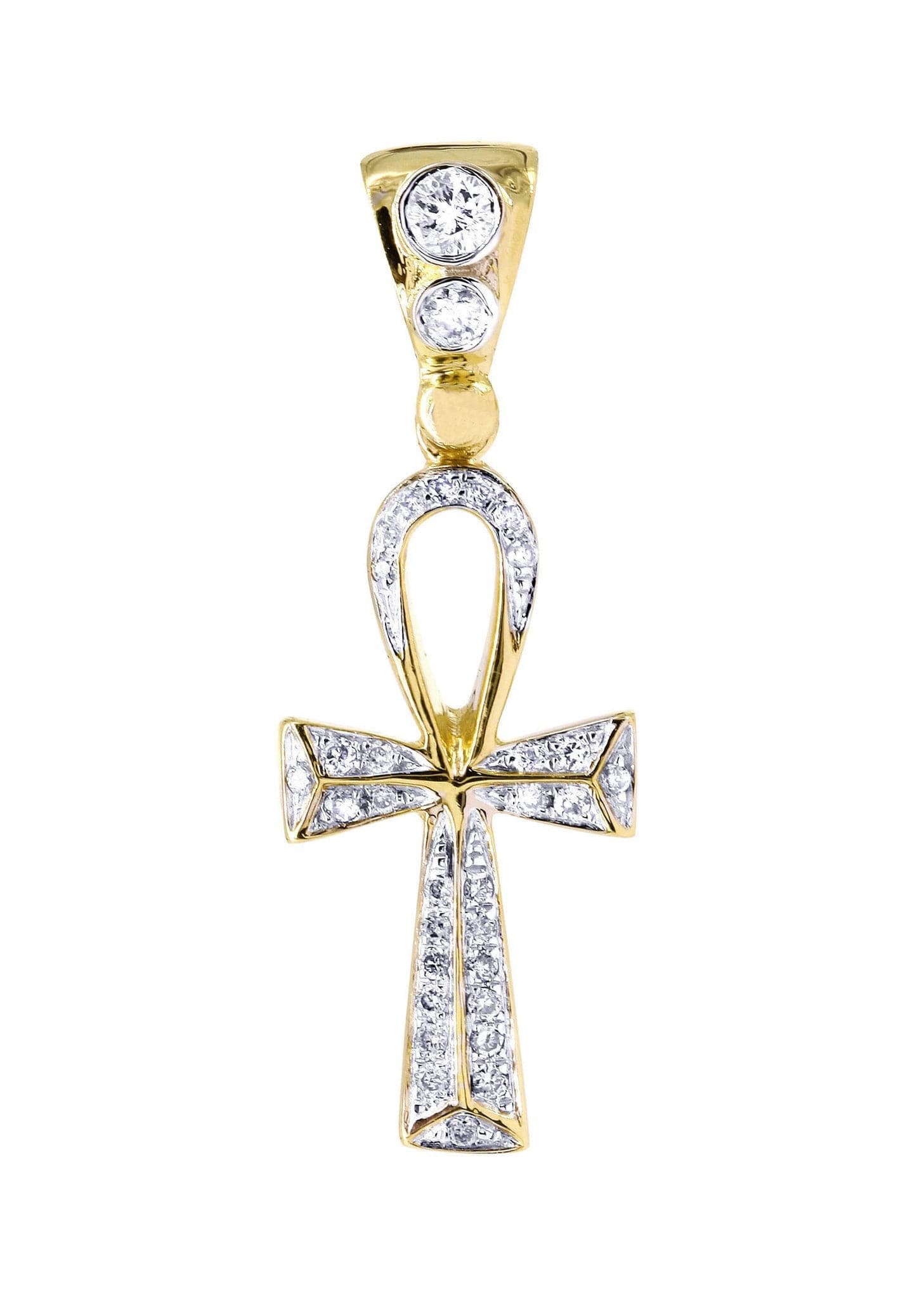 0.50 Carat Diamond Ankh Pendant Necklace - 2.84 Grams 14K Gold Egyptian Cross Jewelry for Women - Perfect for Gifts, Spiritual Protection & Everyday Wear
