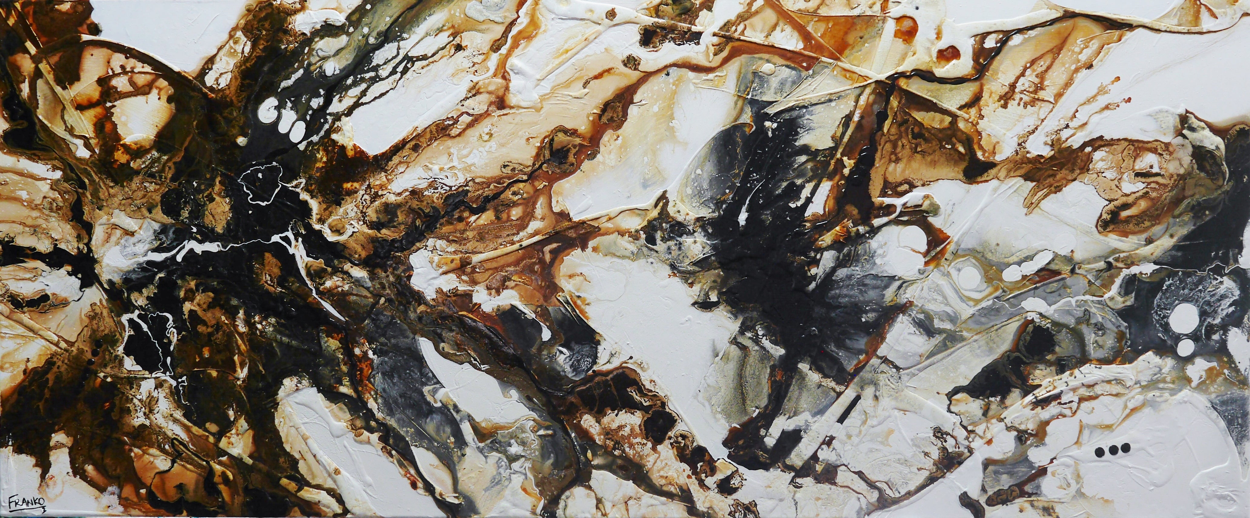 240cm x 100cm Neutral Oxide Rust White Black Textured Abstract Canvas Painting - Modern Wall Art for Living Room, Bedroom & Office Decor