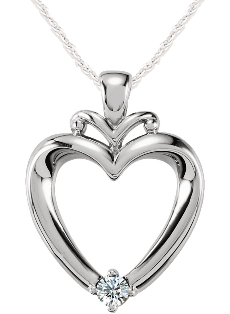 0.925 Sterling Silver Diamond Heart Pendant Necklace for Women - 18 to 24 Inch Adjustable Chain - Perfect for Valentine's Day, Anniversary & Romantic Gifts