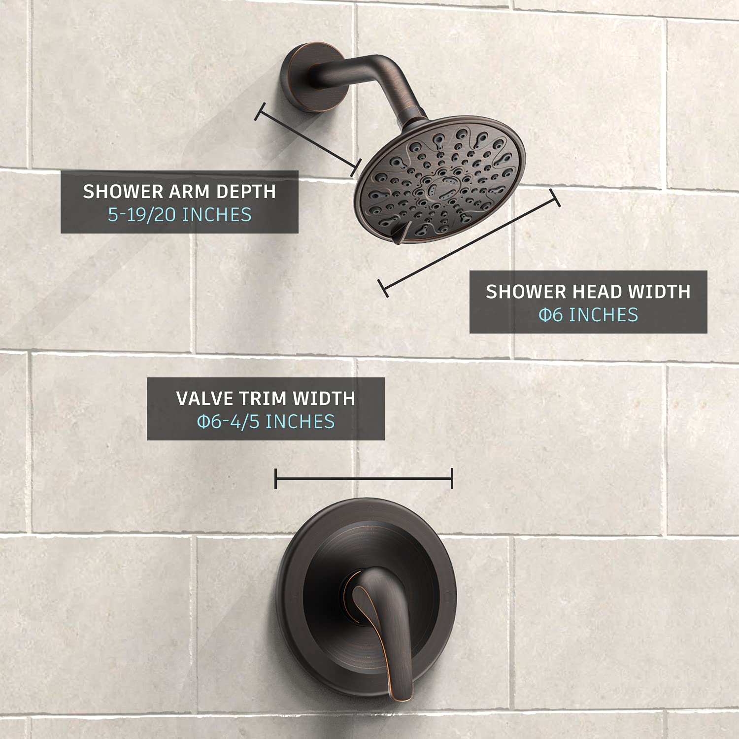 EMBATHER Single Handle Shower Faucet Set with 6