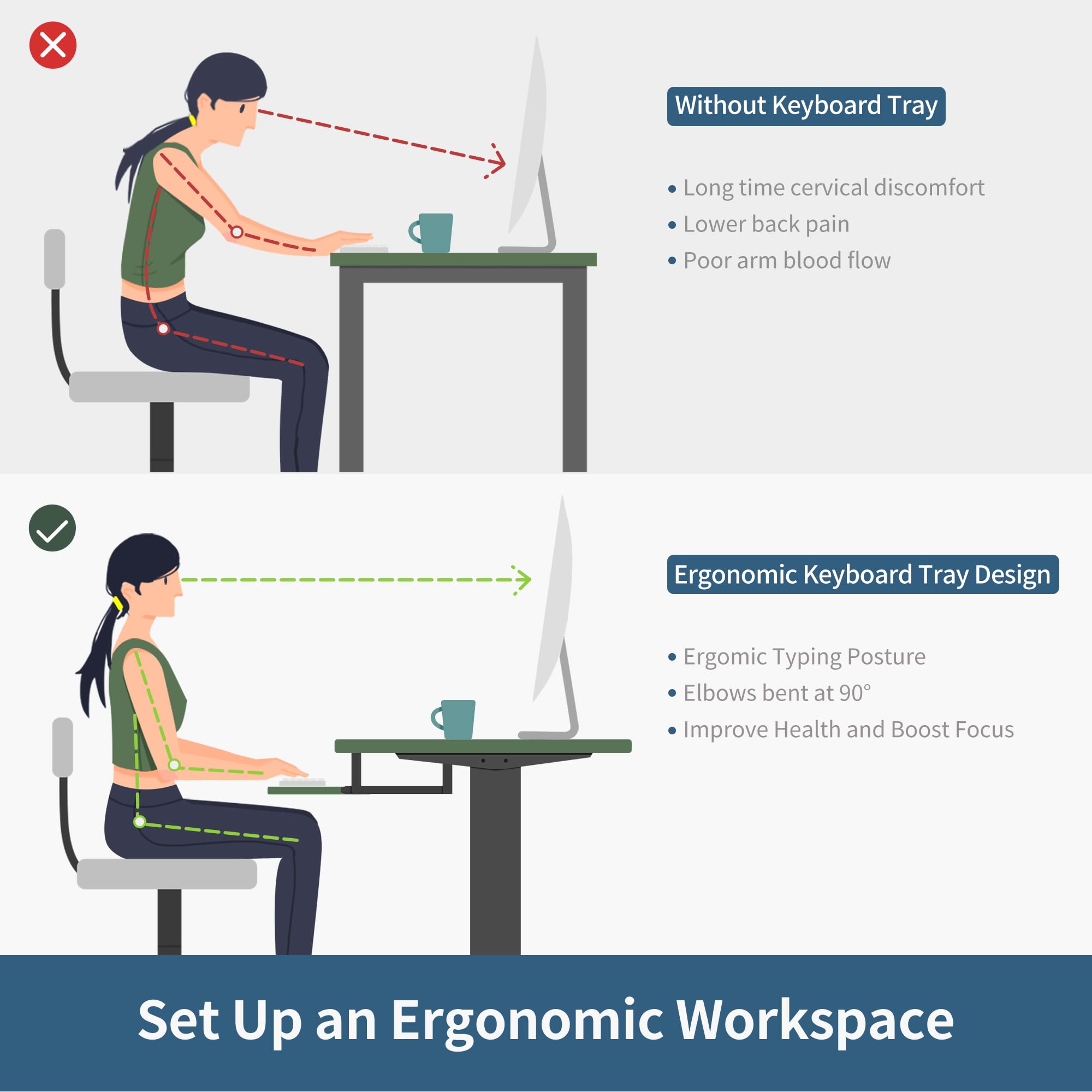 BANTI 55 x 24 Inch Electric Height Adjustable Standing Desk with Keyboard Tray | Sit Stand Workstation with Splice Board | Black Frame & Black Top | Perfect for Home Office & Gaming Setup