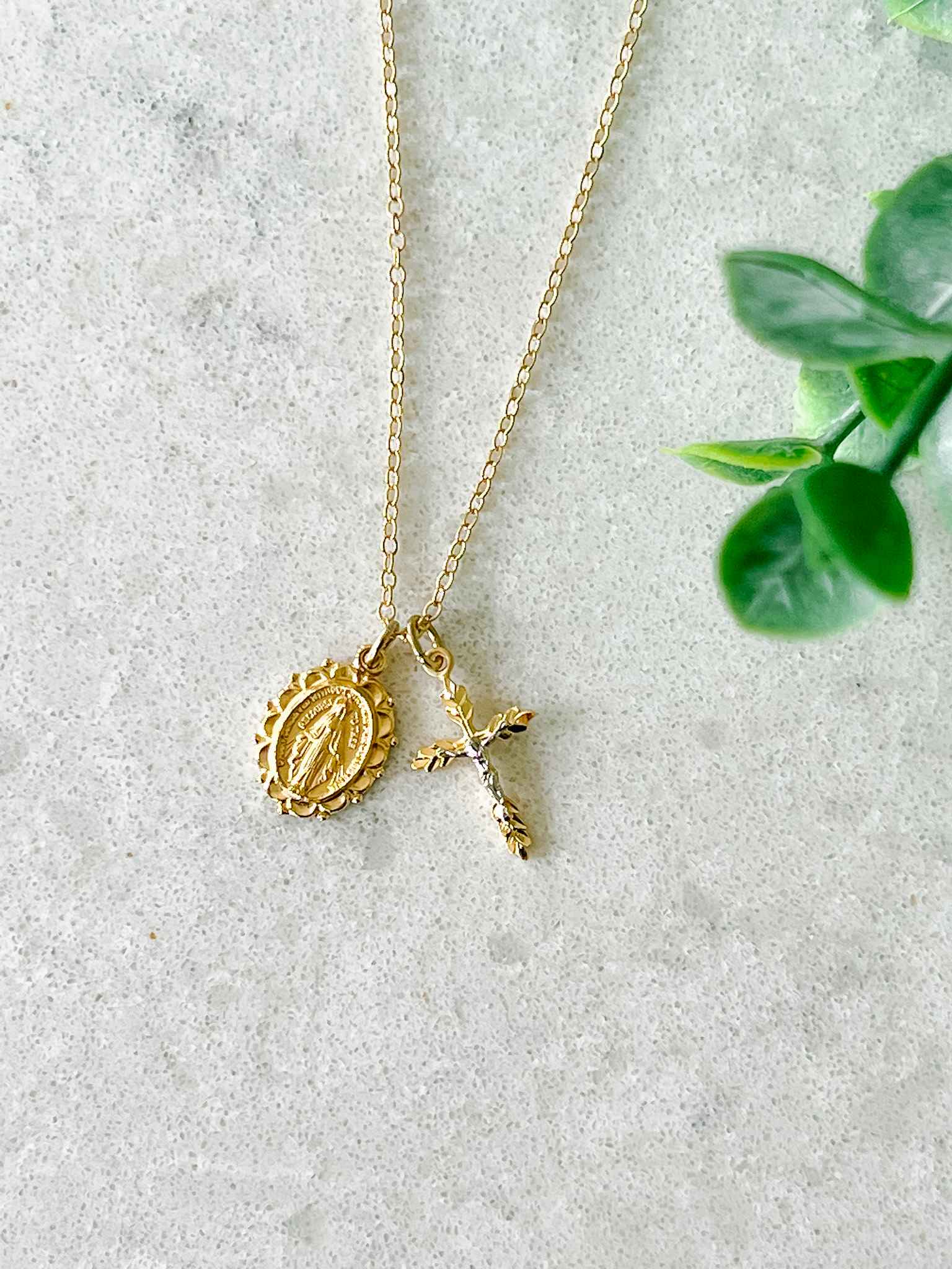 Miraculous Medal & Two-Toned Crucifix Necklace - Religious Jewelry for Women & Men - Perfect for Church, Prayer & Daily Wear