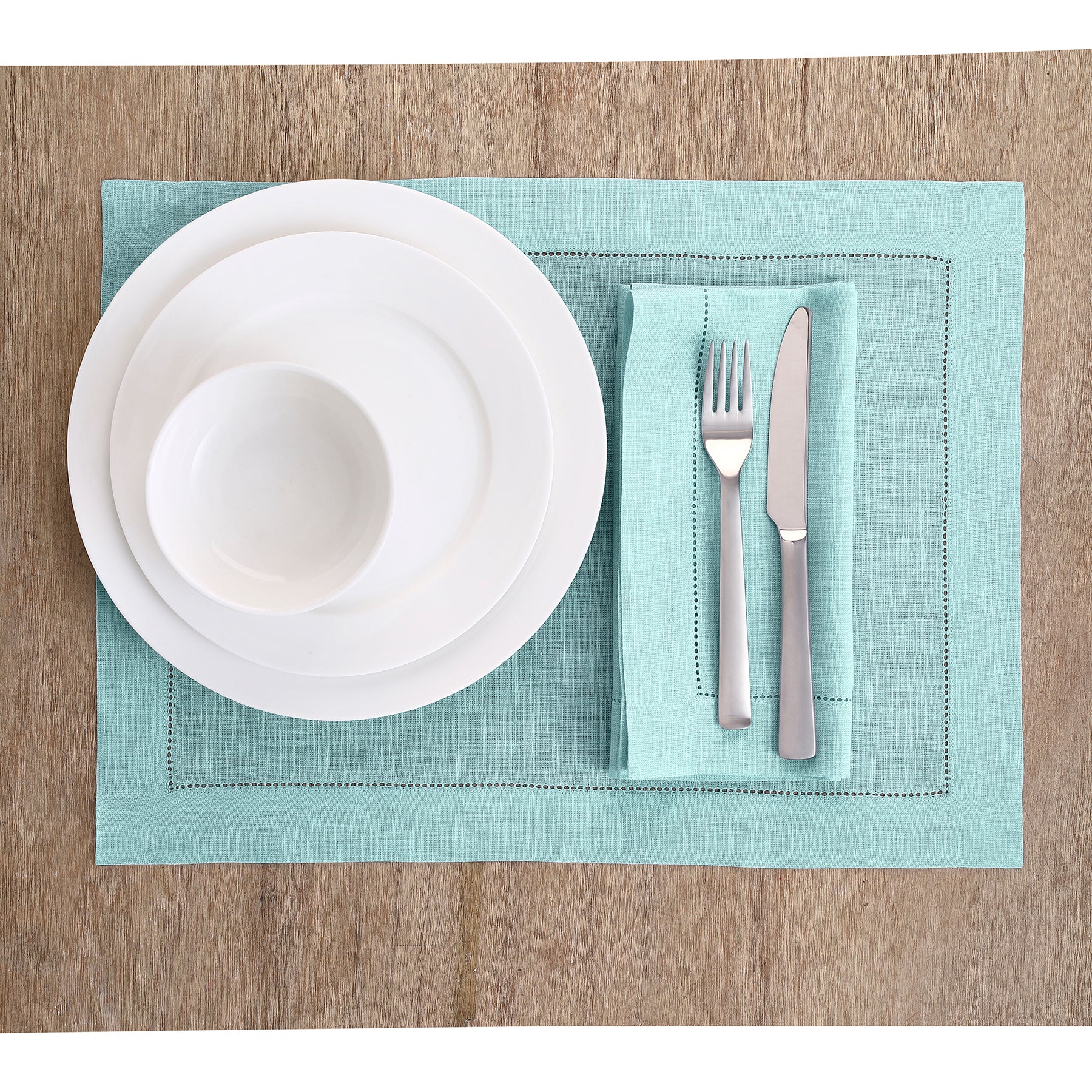 Elegant Classic Hemstitch Placemats Set of 4 - Premium Linen Table Mats for Dining Room Decor - Perfect for Thanksgiving, Christmas Dinner & Formal Entertaining
