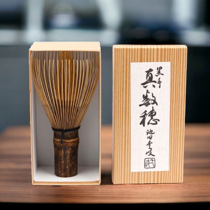 Premium Black Bamboo Handmade Traditional Japanese Matcha Whisk (Chasen) - Perfect for Authentic Matcha Tea Ceremonies & Home Brewing