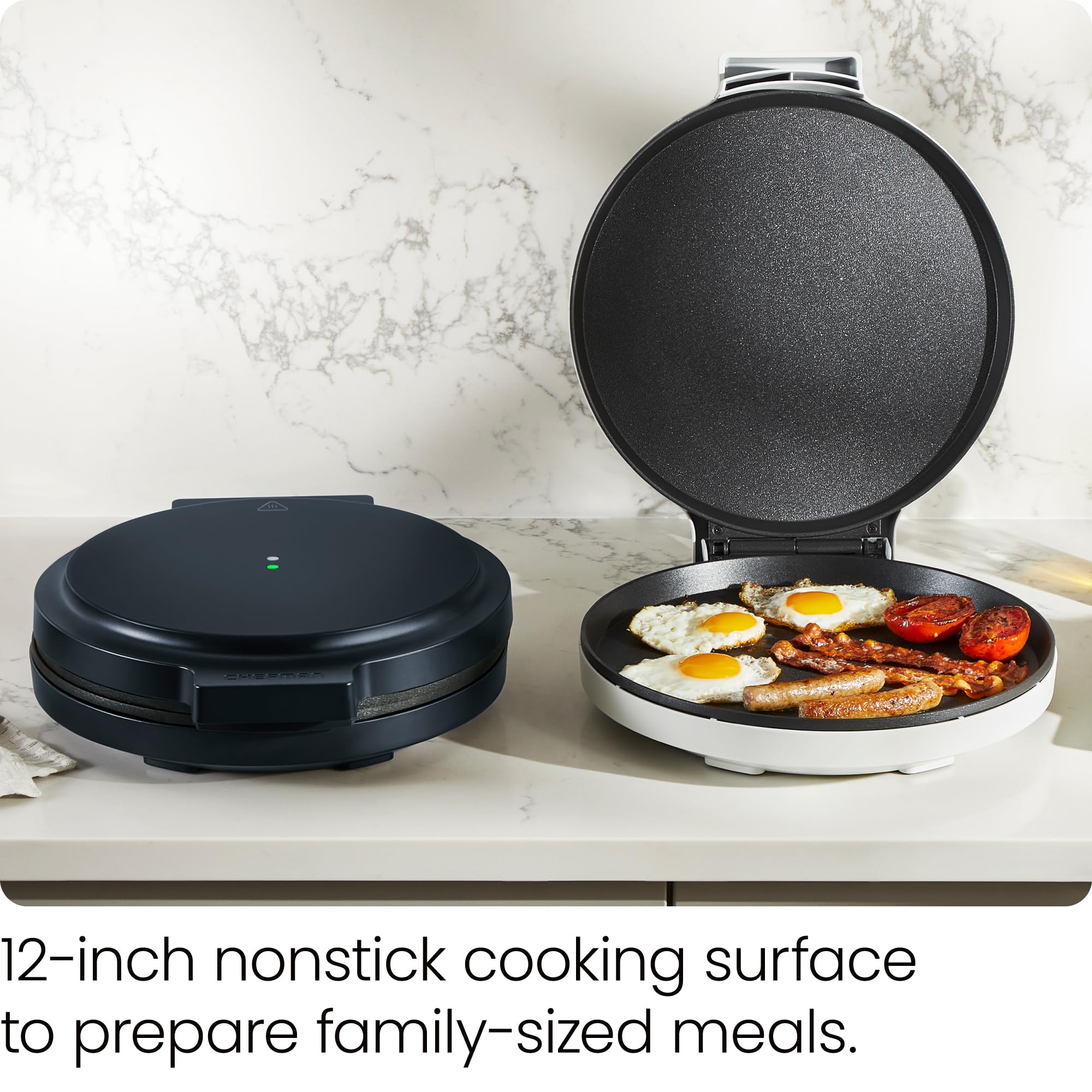 Chefman 1440W Electric Pizza Maker & Multi-Cooker – 12” Nonstick Countertop Oven for Pizza, Quesadillas, Omelets | Indicator Lights & Vertical Storage | Perfect for Home Kitchens, Dorms & Small Spaces