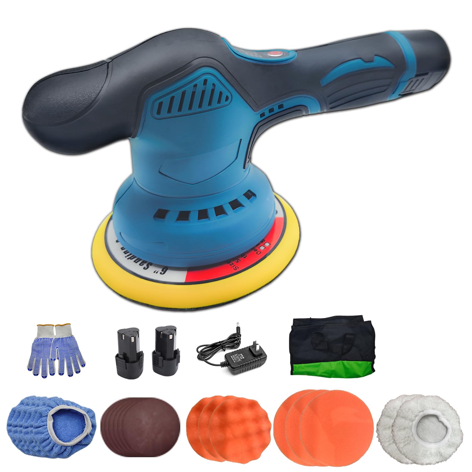 6 Inch Cordless Buffer Polisher with 2-Pack 12V Lithium Battery - 2500-5000RPM Variable Speed Car Polisher for Detailing, Waxing & Polishing | Portable Electric Polishing Tool for Cars, Boats & Motorcycles (2023 New Model)