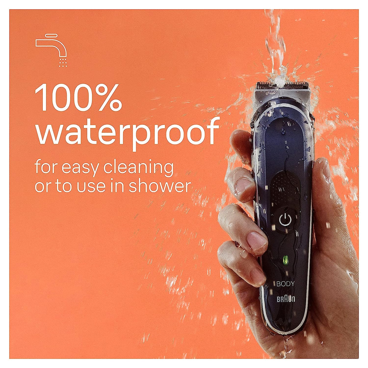Braun BG5340 Body Groomer for Men - Waterproof Manscaping Trimmer with SkinShield Technology & Sensitive Comb - Lifetime Sharp Stainless Steel Blades - Ideal for Chest, Back, Legs & Intimate Areas - Gray/White