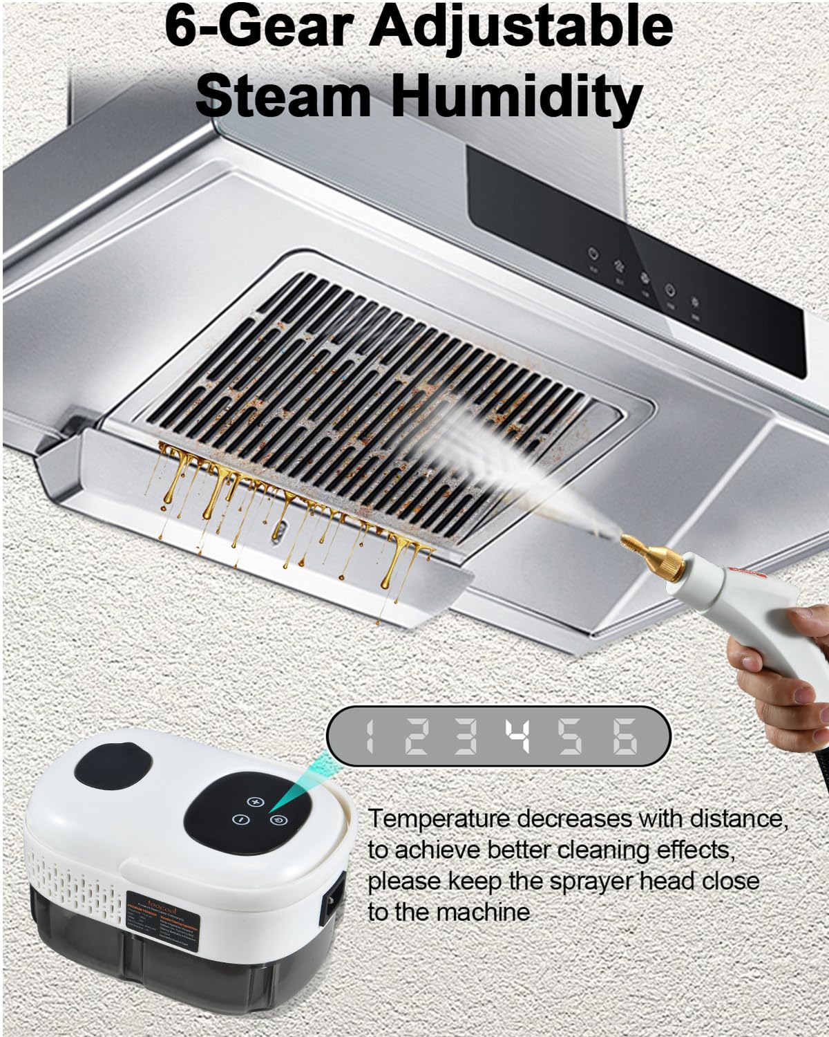 2500W Handheld Steam Cleaner - High Pressure Portable Steamer for Home, Car, Couch & Furniture - 10 Second Fast Heating - White | Perfect for Deep Cleaning Floors, Upholstery, Kitchen & Bathroom Surfaces