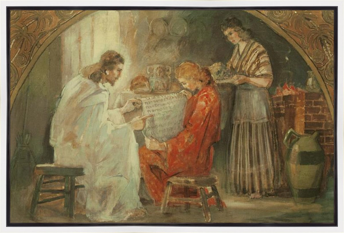 Jesus Christ with Mary and Martha - Religious Christian Art Print - Gallery Wrap Canvas for Home Decor, Church, and Prayer Room