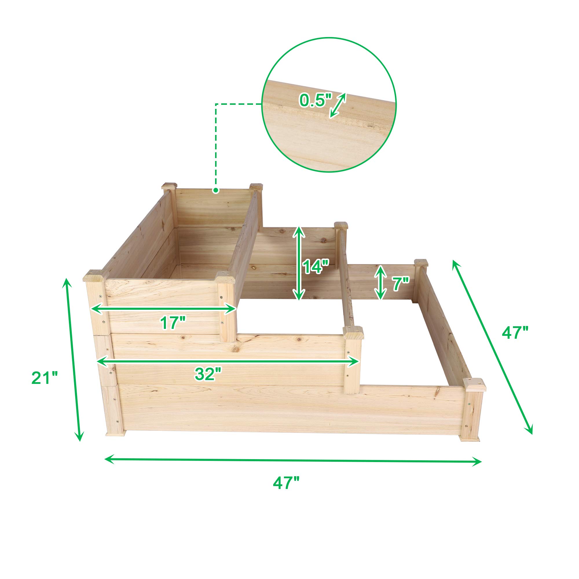 3-Tier Raised Garden Bed Kit - Outdoor/Indoor Wooden Planter Box for Vegetables, Herbs & Flowers - Durable Fir Wood Gardening System for Patio, Backyard & Balcony (Perfect for Urban Gardening & Small Spaces)