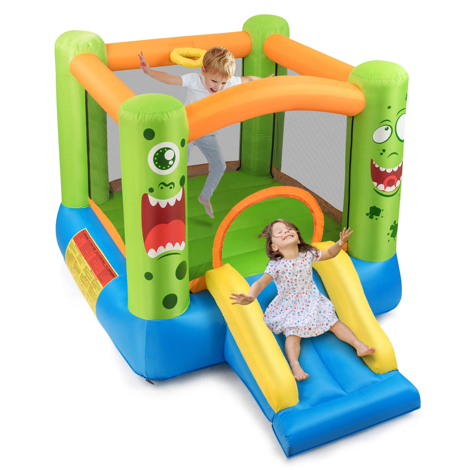 BOUNTECH Inflatable Bounce House for Kids - Outdoor & Indoor Bouncy Castle with Jumping Area, Carry Bag & Repair Kit - Perfect for Birthday Parties, Backyard Play & Toddler Gifts (Small Castle Design)