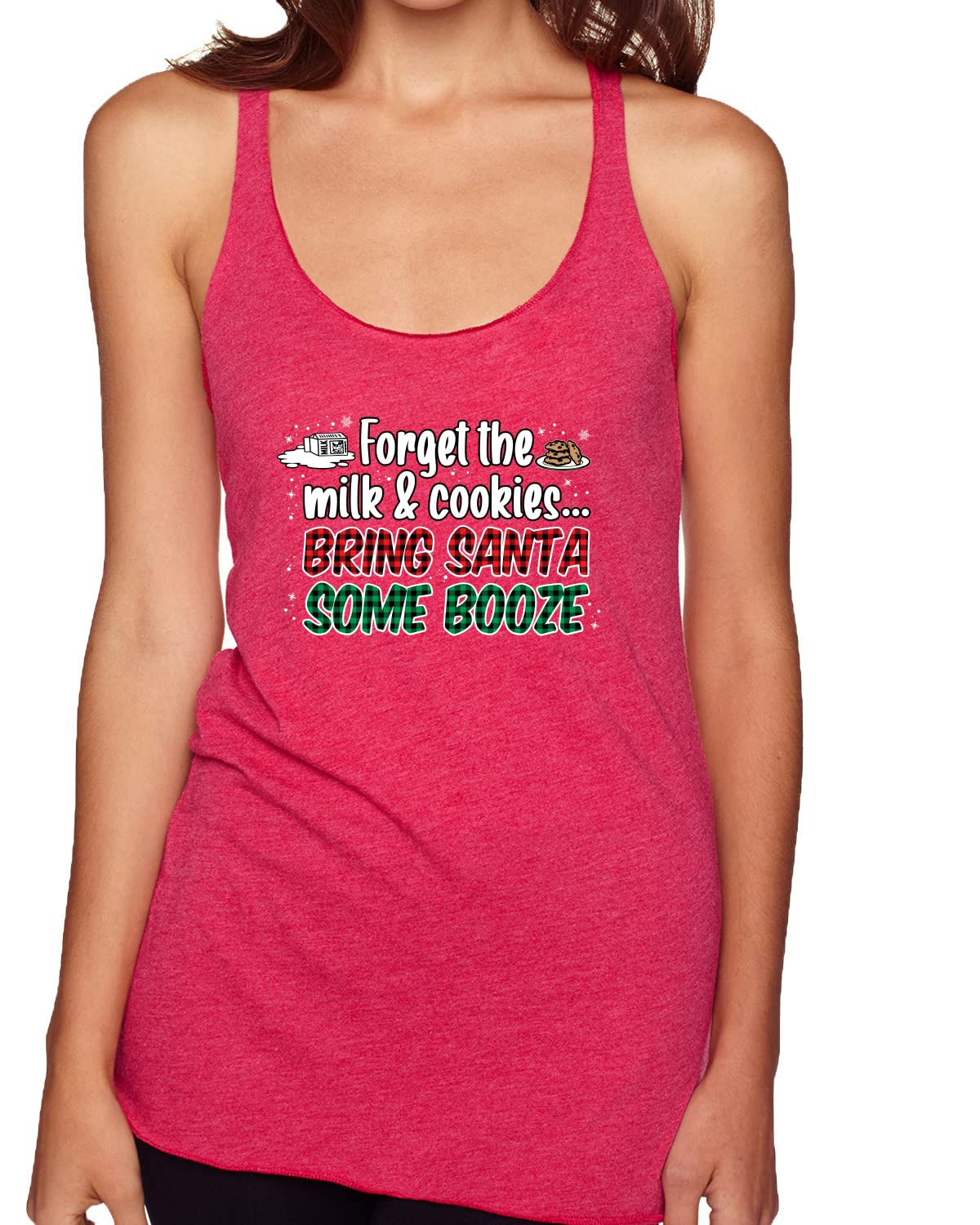 Santa Booze Christmas Tri-Blend Racerback Tank Top - Funny Holiday Party Outfit for Women - Perfect for Ugly Sweater Parties, Christmas Bar Crawls & Festive Celebrations