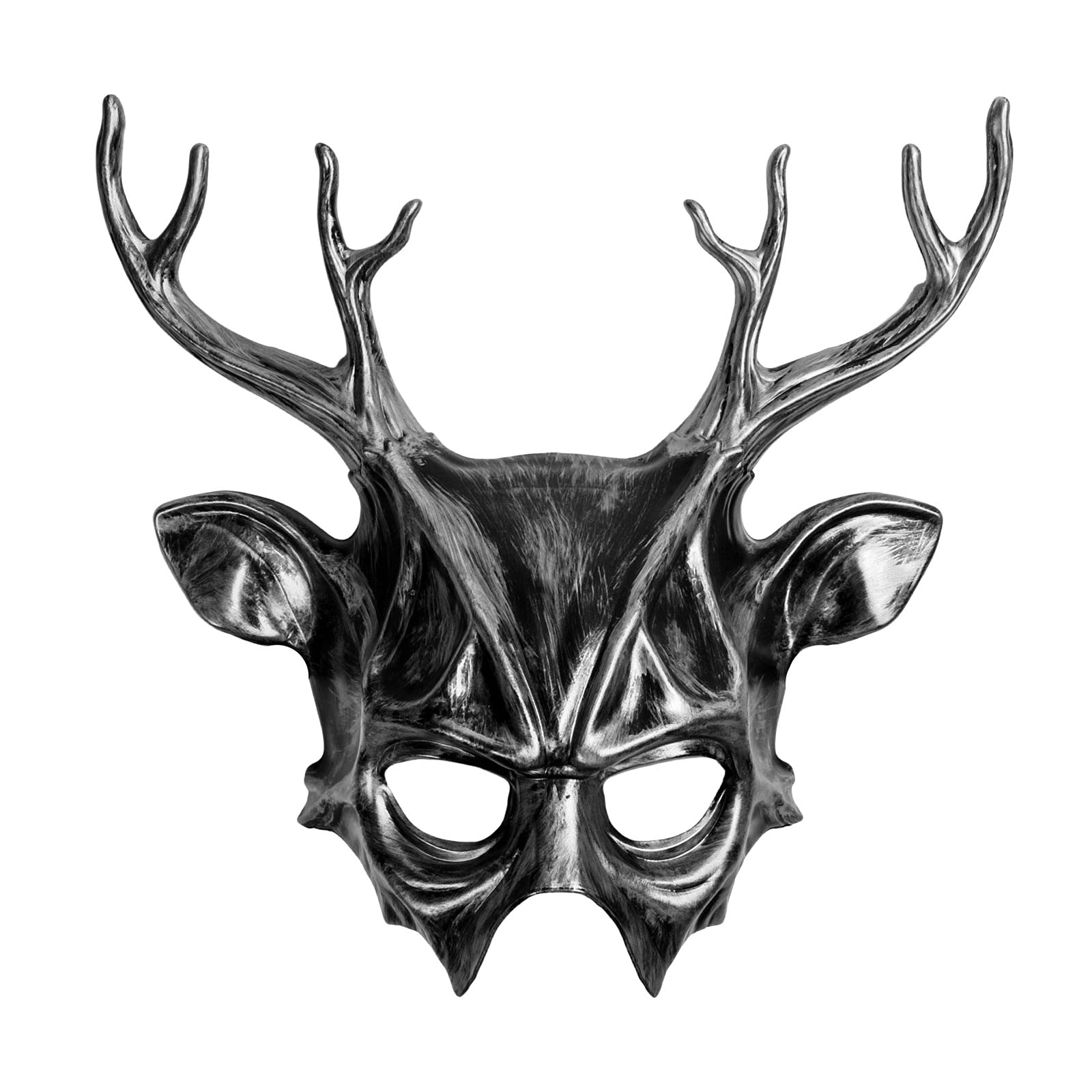 Scary Devil Deer Antler Horns Full Face Mask - Halloween Costume for Evil Wendigo Beast Cosplay - Perfect for Halloween Parties, Haunted Houses & Horror Events