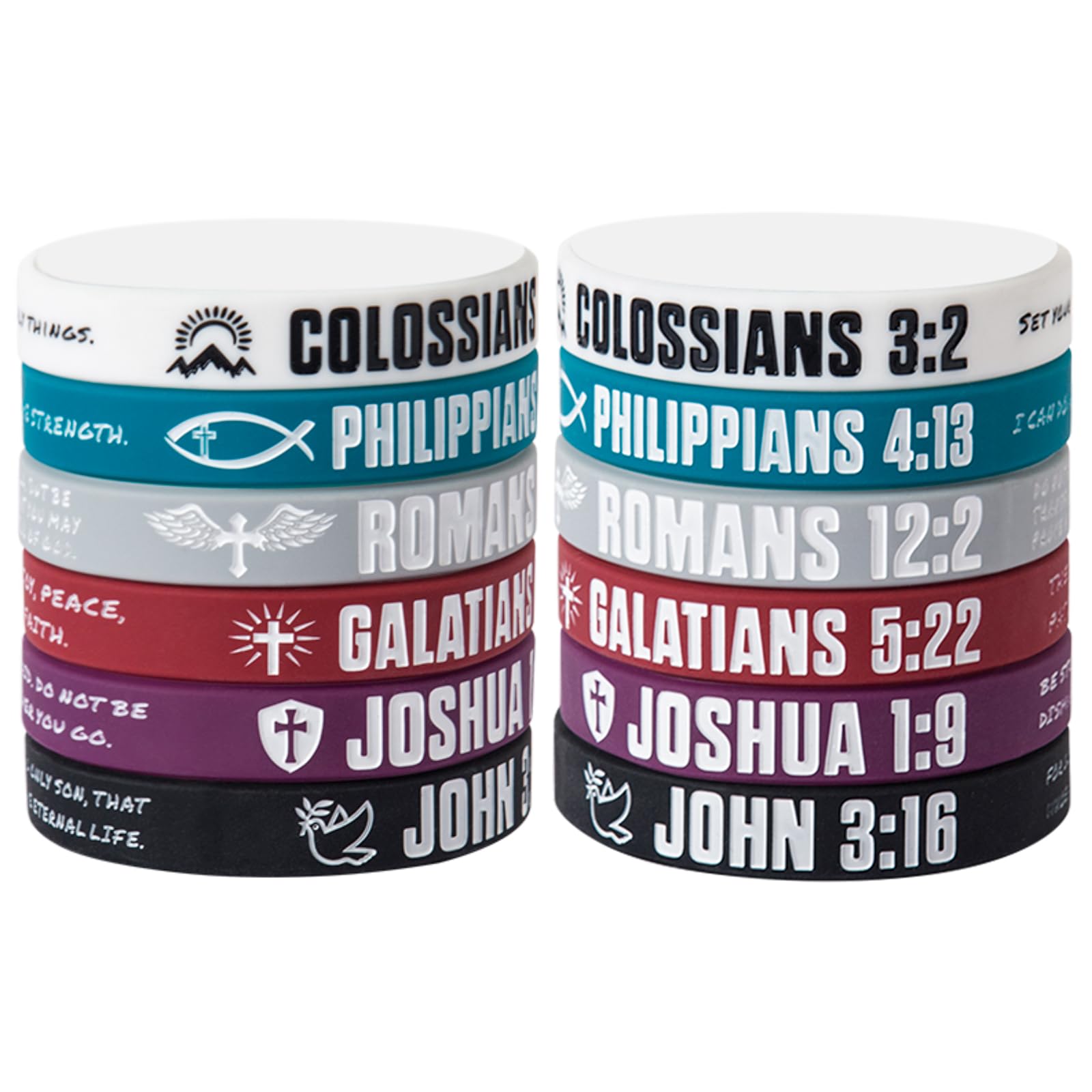6 Pack Christian Bible Verse Silicone Wristbands - Inspirational Faith Rubber Bracelets with Scripture - Religious Jewelry Gifts for Men & Women - Jesus Bracelet for Church, Bible Study & Daily Encouragement