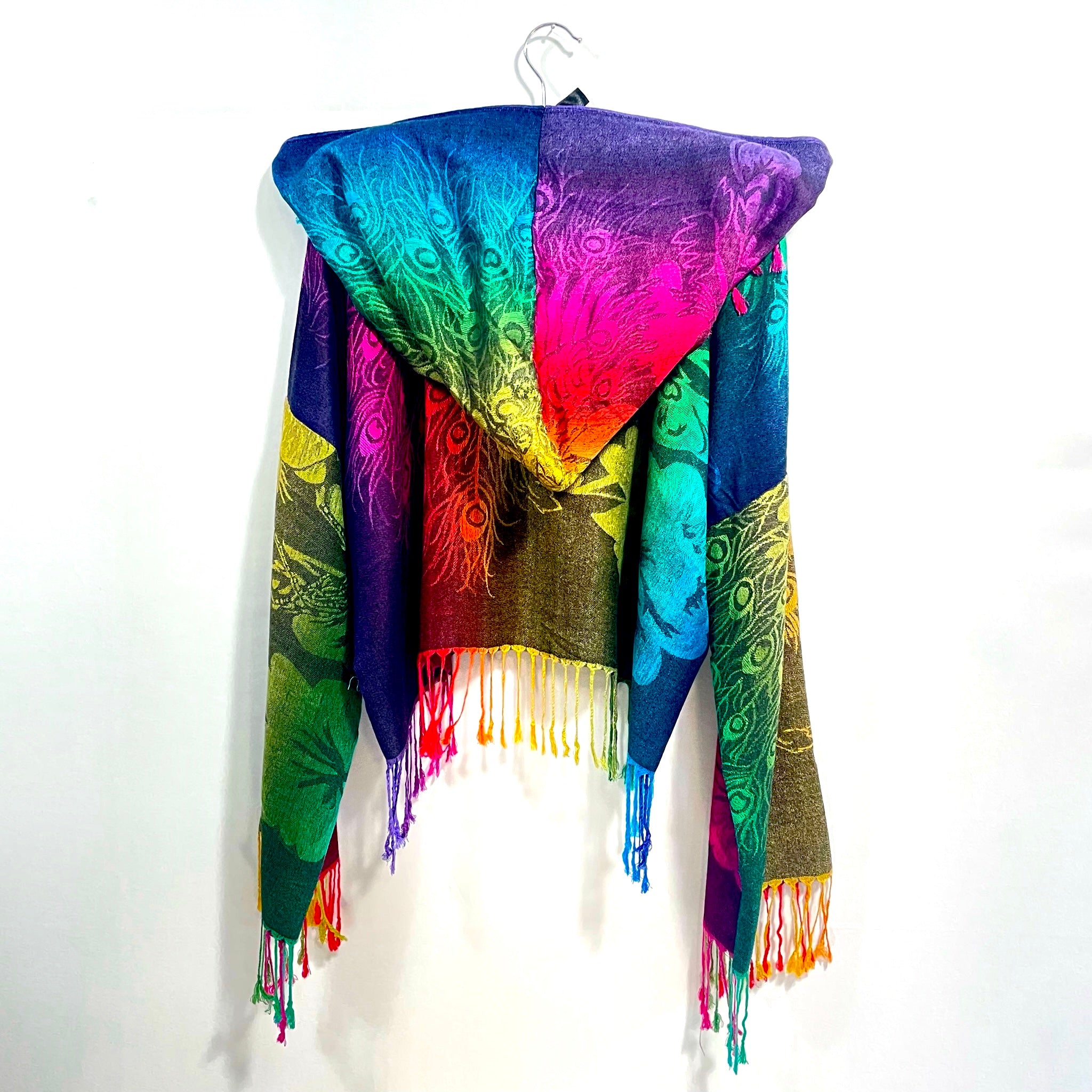 PASH LS Crop Top - Rainbow Feathers Print | Trendy Long Sleeve Cropped Shirt for Women | Perfect for Music Festivals, Parties & Casual Outfits