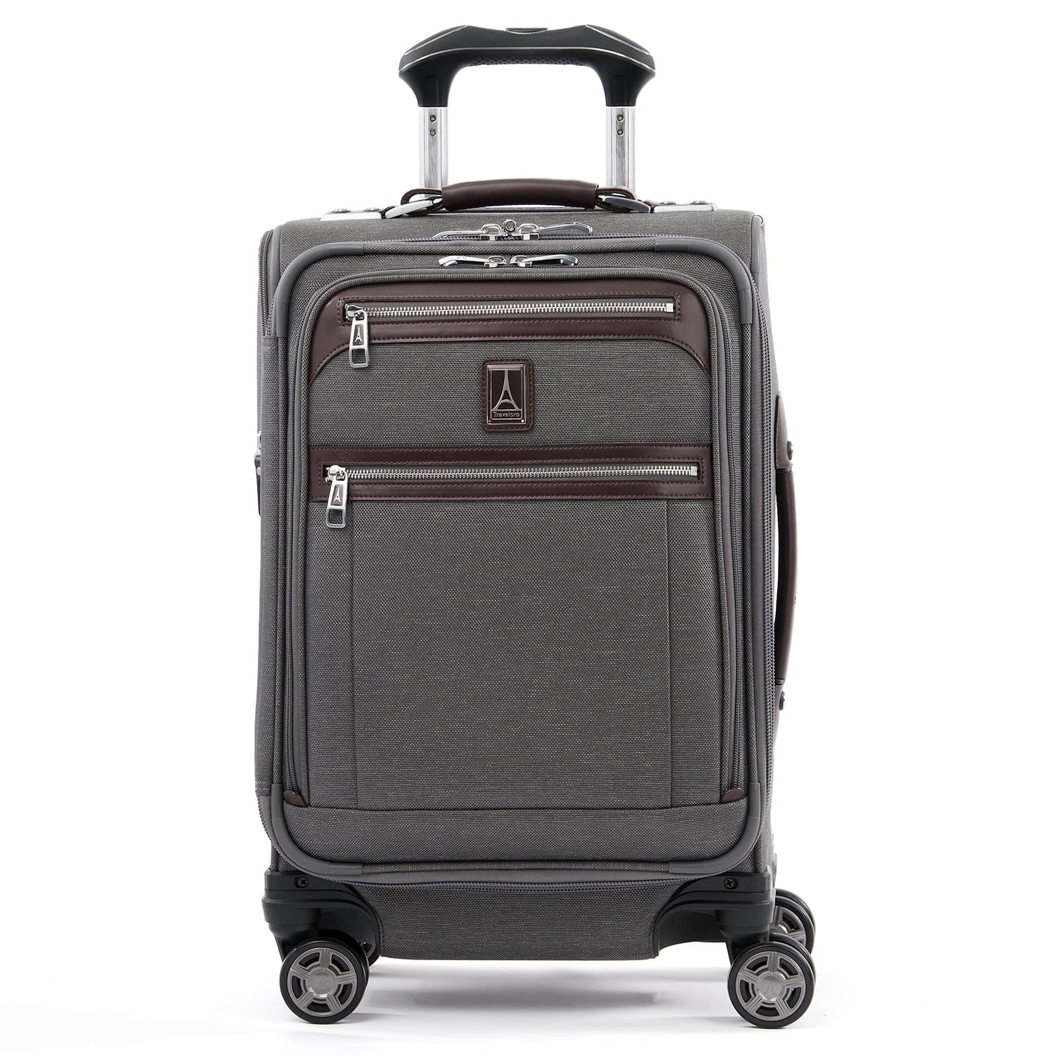 Travelpro Platinum Elite Expandable 20-Inch Carry-On Luggage with 8 Spinner Wheels, USB Charging Port & Laptop/Tablet Sleeve for Men & Women (Vintage Grey) - Perfect for Business Trips & Air Travel