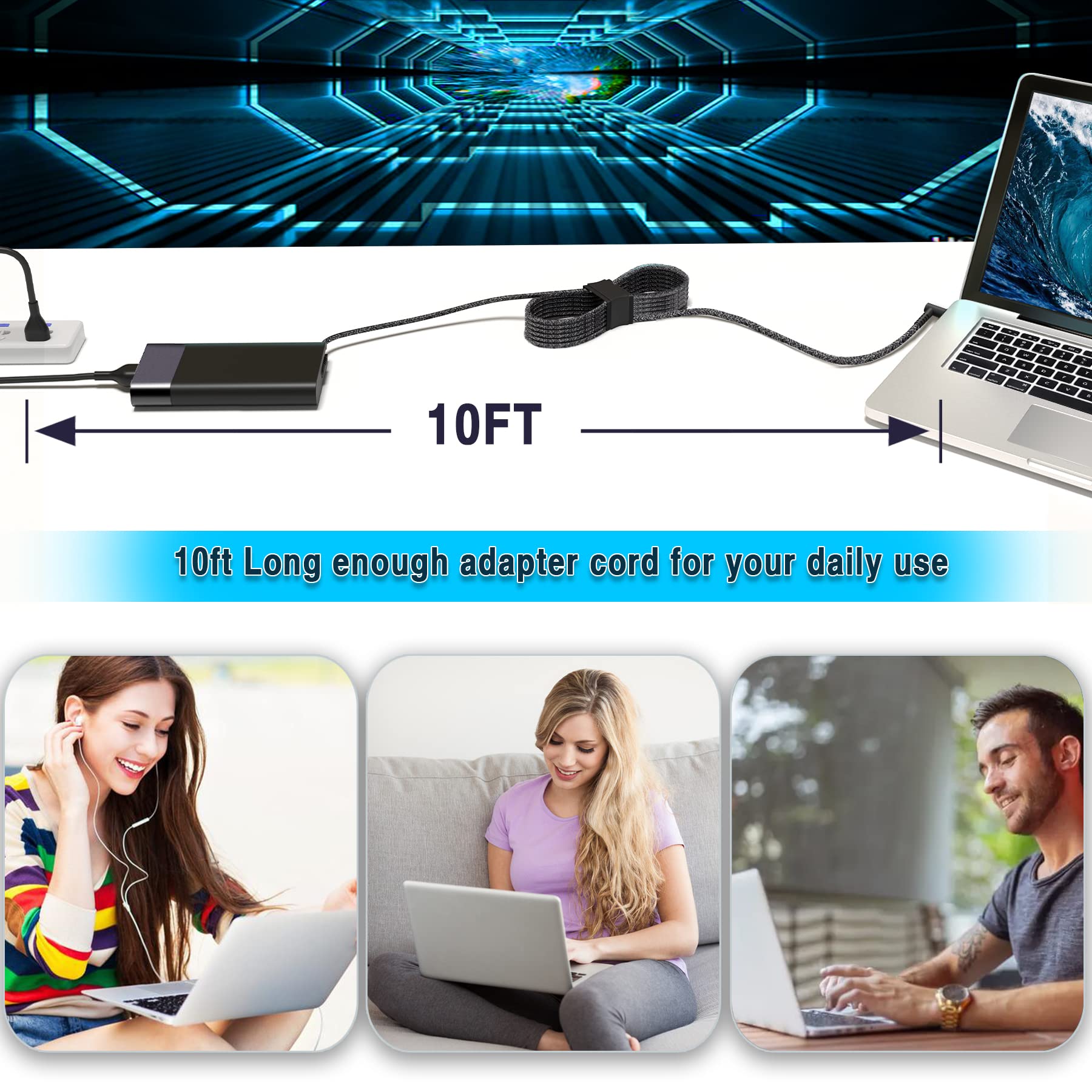 200W HP Laptop Charger - Compatible with HP Omen, Pavilion Gaming 15/16/17, ZBook Fury, Envy 15 & More (TPN-DA10 L00818-850) - AC Power Adapter for Gaming, Work & Travel