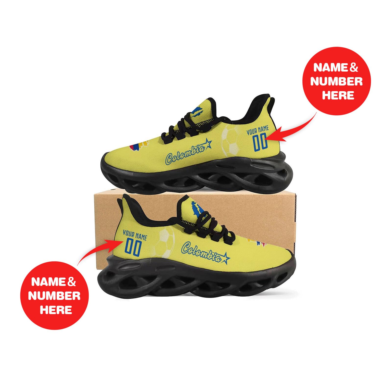 Custom Soccer National Flex Sneakers - Personalized Name & Number Athletic Gym Shoes - Breathable Slip-On for Men & Women - Perfect for Fans, Training & Gifts