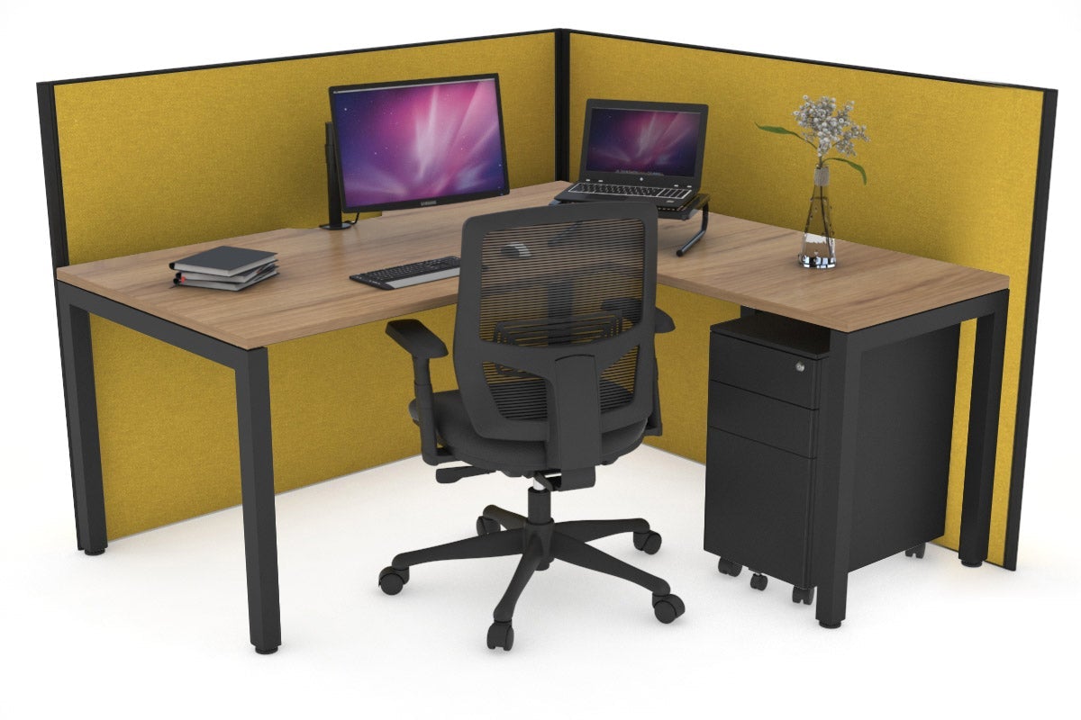 Horizon Quadro Square Legs L-Shaped Corner Office Desk - 1600L x 1550W with Cable Management - Perfect for Home Office & Workspace Setup
