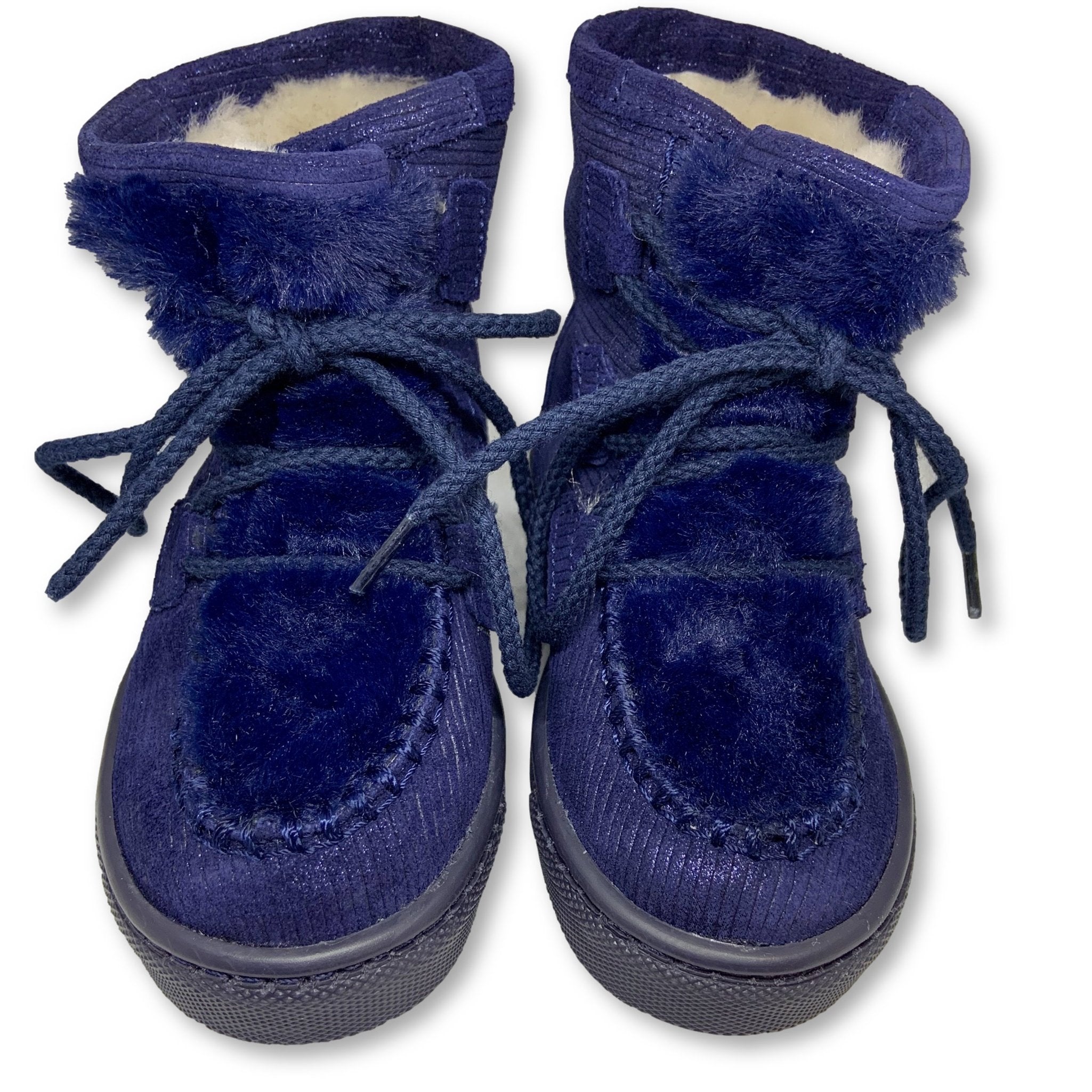 Atlanta Navy Fur Lace-Up Moccasin Boots for Women - Cozy Winter Snow Boots with Faux Fur Lining - Perfect for Outdoor Activities, Casual Wear & Cold Weather Fashion