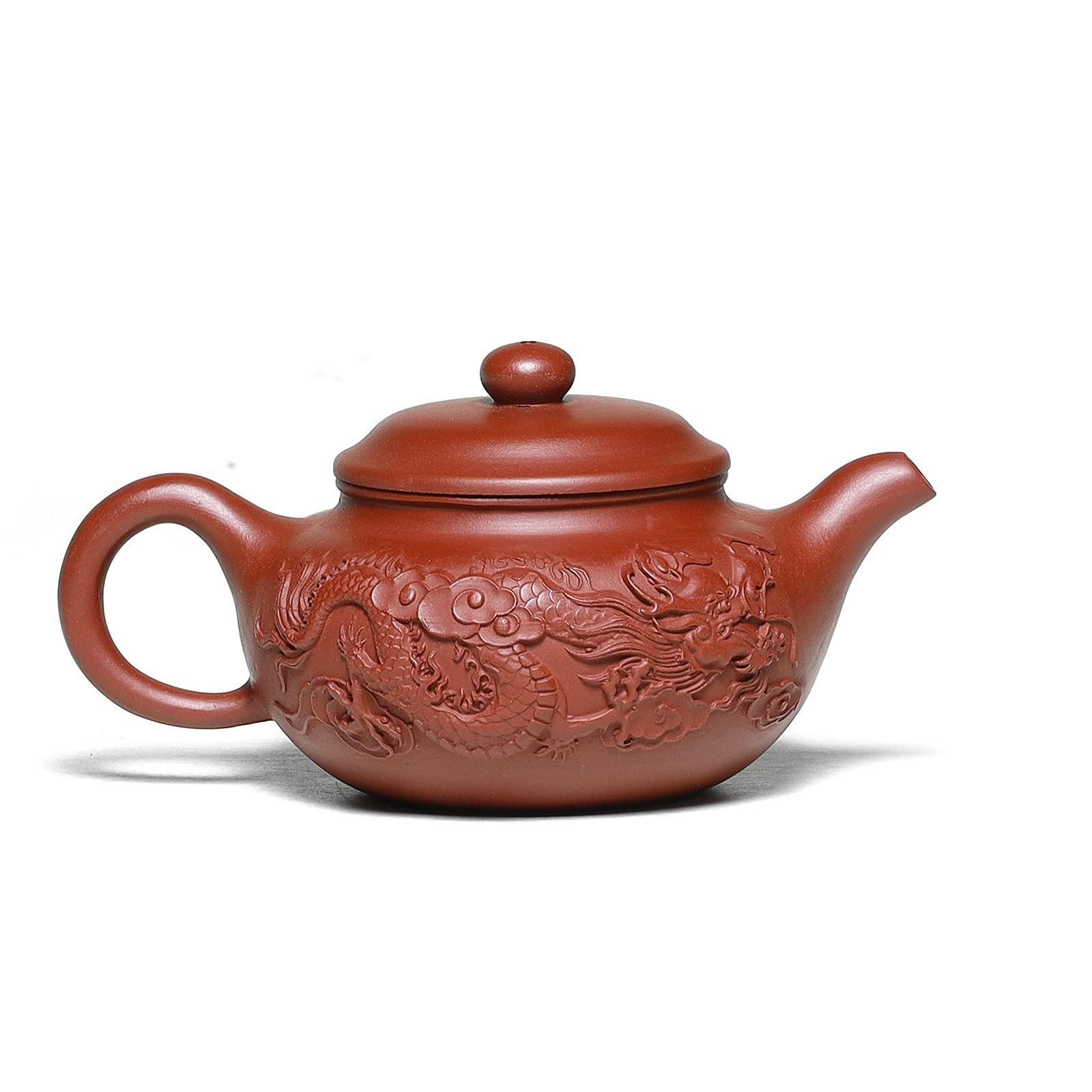 Premium 8 Oz Yixing Zisha Clay Teapot with Built-in Filter - Handcrafted Dragon Relief Fanggu Style - Authentic Chinese Kung Fu Tea Set for Gongfu Tea Ceremony & Home Brewing - Perfect Gift for Tea Lovers