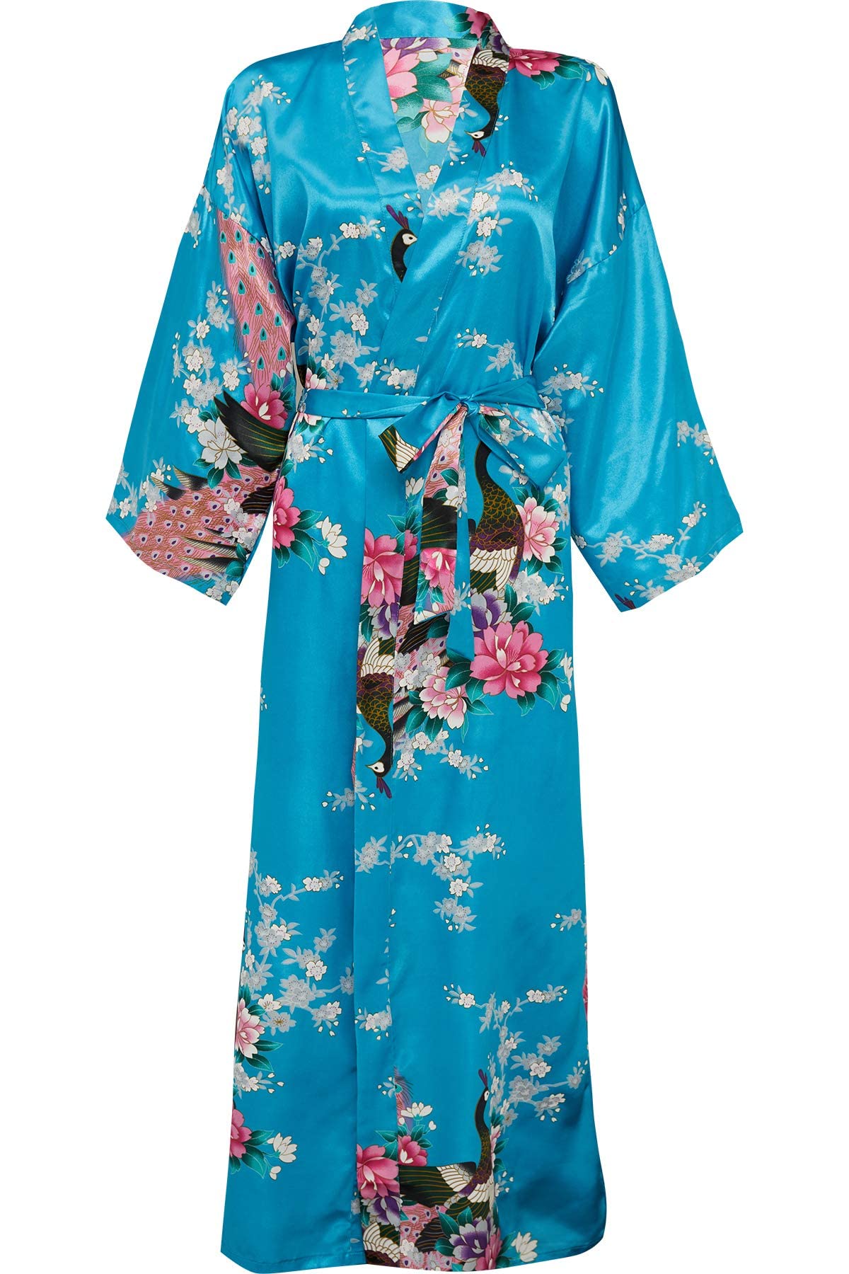 Zarachilable Women's Floral Silk Satin Robe - Bridesmaid, Bride & Bridal Dressing Gown - Plus Size S-6XL - Elegant Loungewear for Weddings, Honeymoons & Spa Days