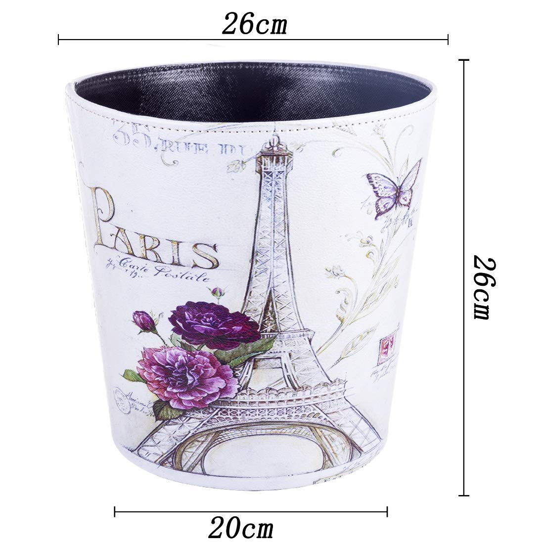 Lingxuinfo Scakbyer Waste Paper Bin - European British Style Tower Pattern Trash Can, Lidless Garbage Bin for Kitchen Bathroom Bedroom (Tower Purple Flower) | Perfect for Home Office Decor & Waste Disposal