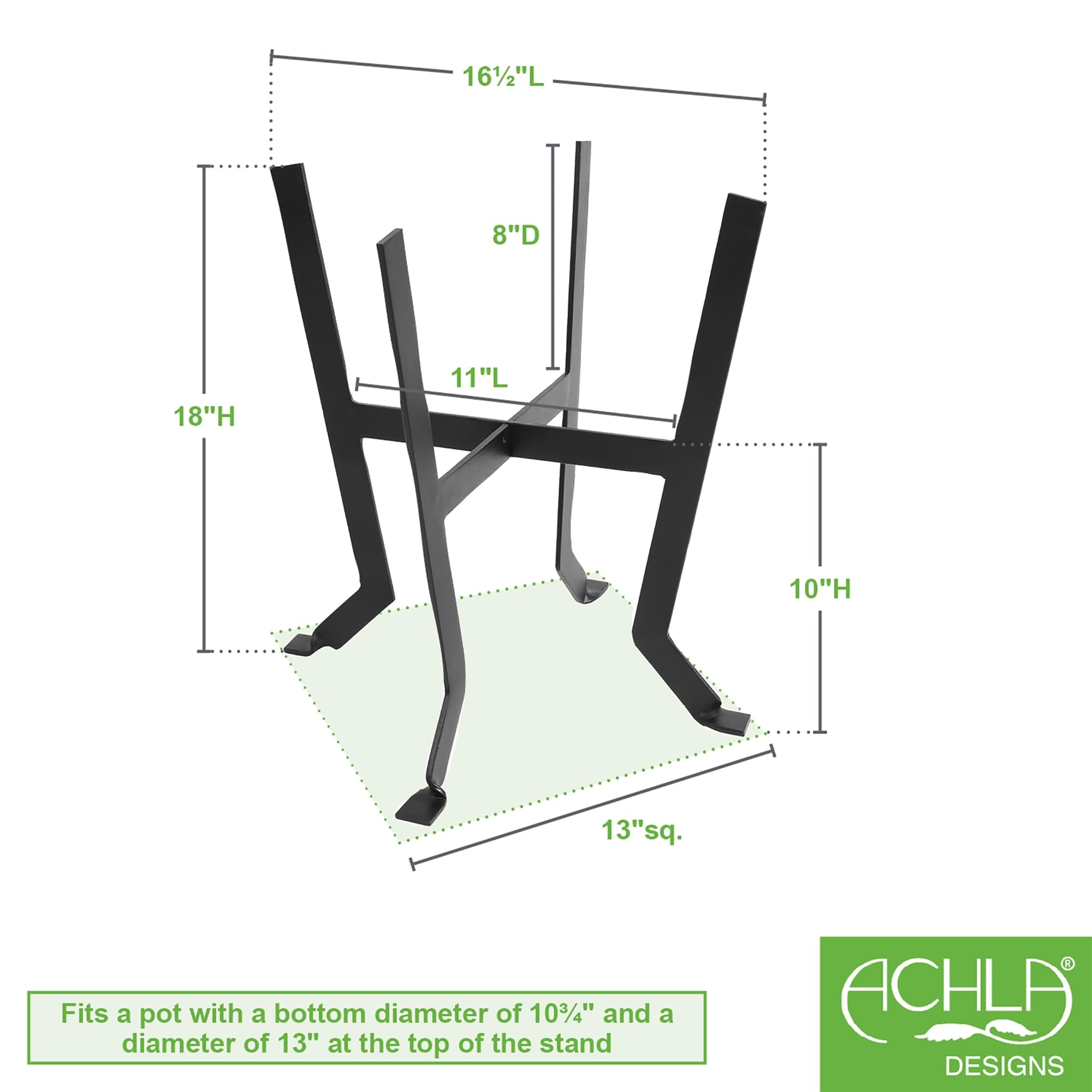 Achla Designs FB-60 Denise III Black Metal Plant Stand - Indoor/Outdoor Flower Pot Holder for Home Garden Decor