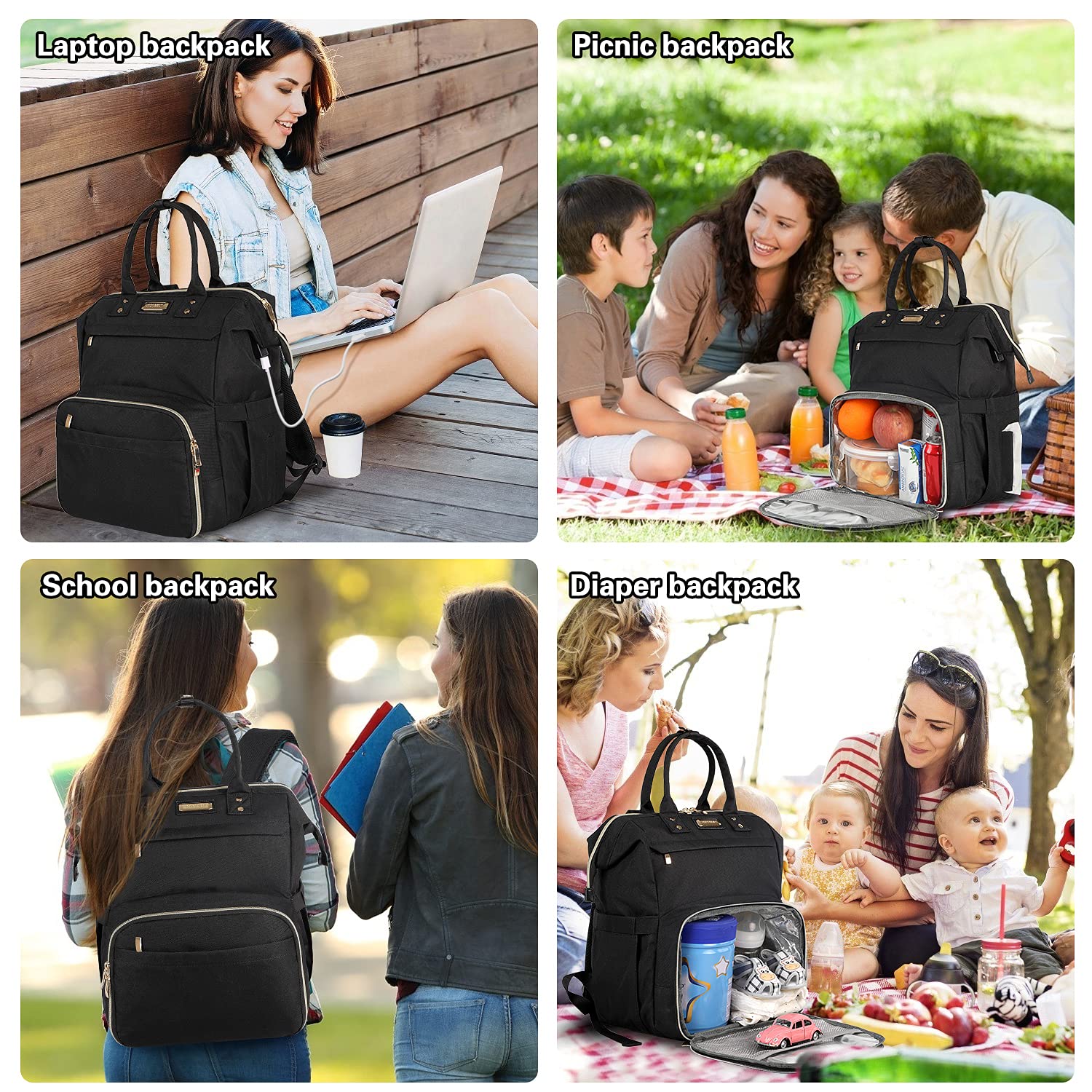 Insulated Lunch Bag Backpack with USB Port - Leakproof Cooler Backpack for Work, School & Travel - Fits 15.6 Inch Laptop (Men & Women) - Perfect for Office, Picnics & Commuting