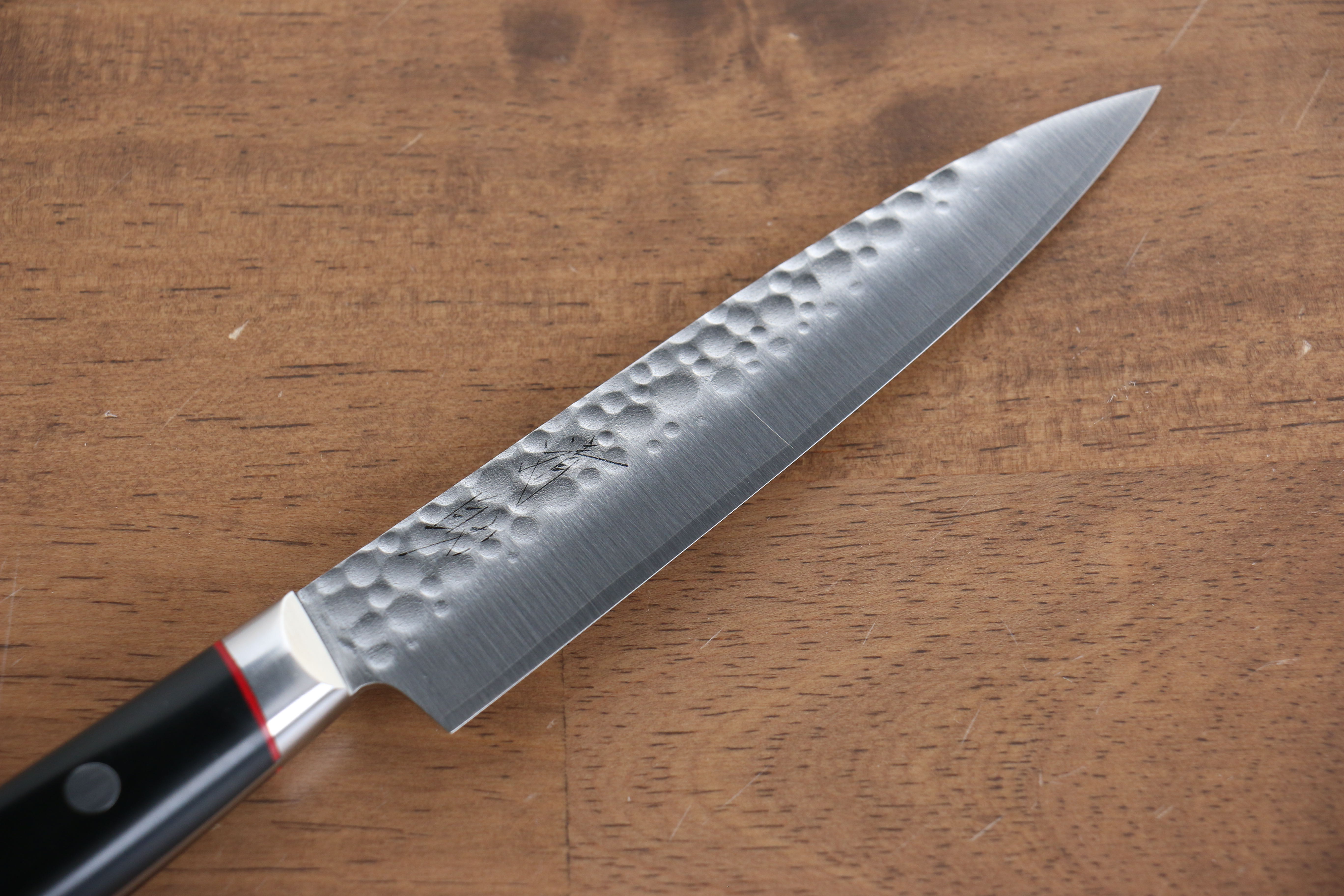 Seisuke PRO J VG10 Hammered Petty Utility Knife 120mm - Black Micarta Handle - Japanese Kitchen Knife for Slicing, Peeling & Precision Cutting - Perfect for Home Chefs & Professional Kitchens