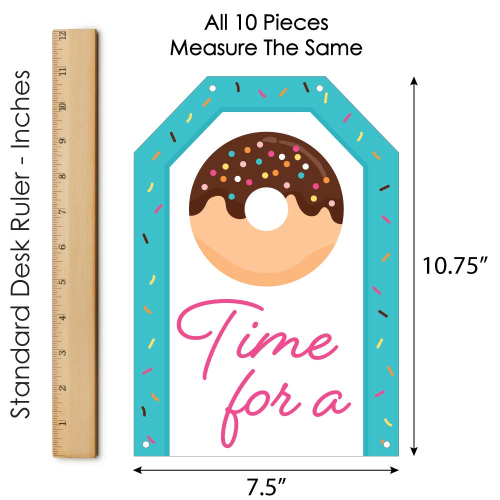 Big Dot of Happiness Donut Worry Let's Party Hanging Vertical Paper Door Banner - Doughnut Themed Wall Decoration Kit for Indoor Parties, Baby Showers & Birthday Celebrations