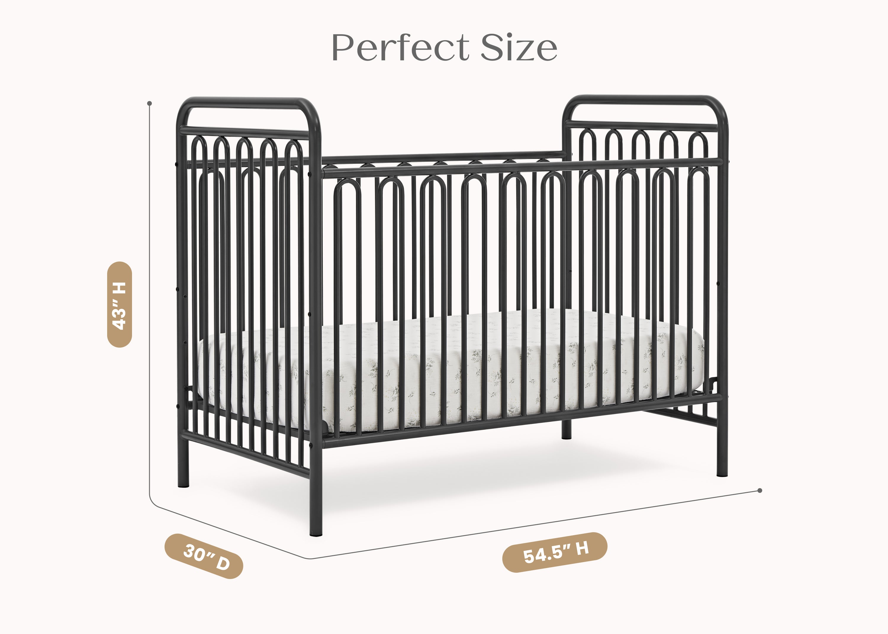 Darcy 4-in-1 Convertible Metal Baby Crib - Toddler Bed, Daybed & Full-Size Bed Conversion - Modern Nursery Furniture for Newborns to Teens (White) | Perfect for Small Spaces & Growing Families