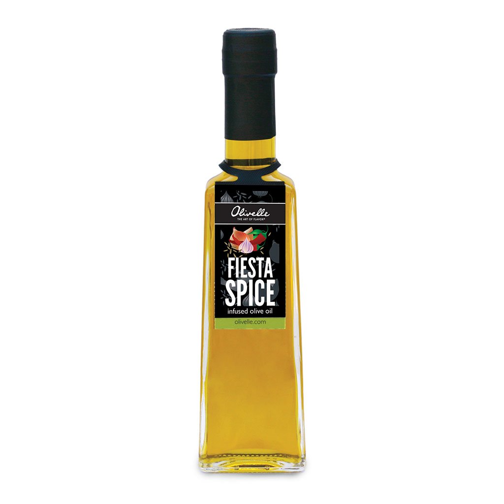 Premium Fiesta Spice Infused Olive Oil - Gourmet Cooking Oil for Mexican & Mediterranean Dishes, Salads, Marinades & Dipping - 16.9 fl oz Glass Bottle