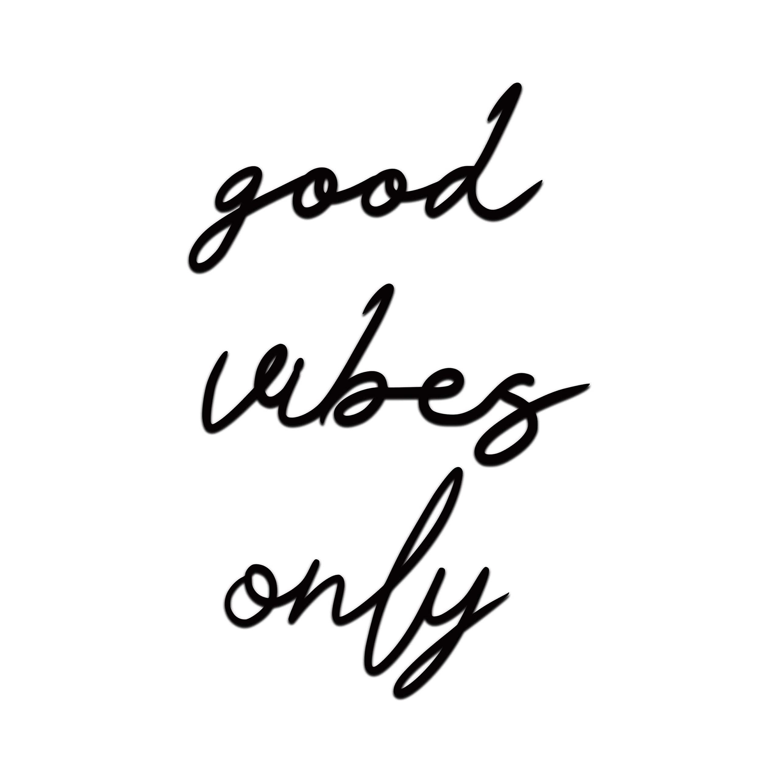 Black Metal Wall Art - Modern Home Decor for Living Room, Bedroom & Office - Large Iron Wall Hanging with 'Good Vibes Only' Design - Unique Contemporary Wall Decor for Home & Office Spaces