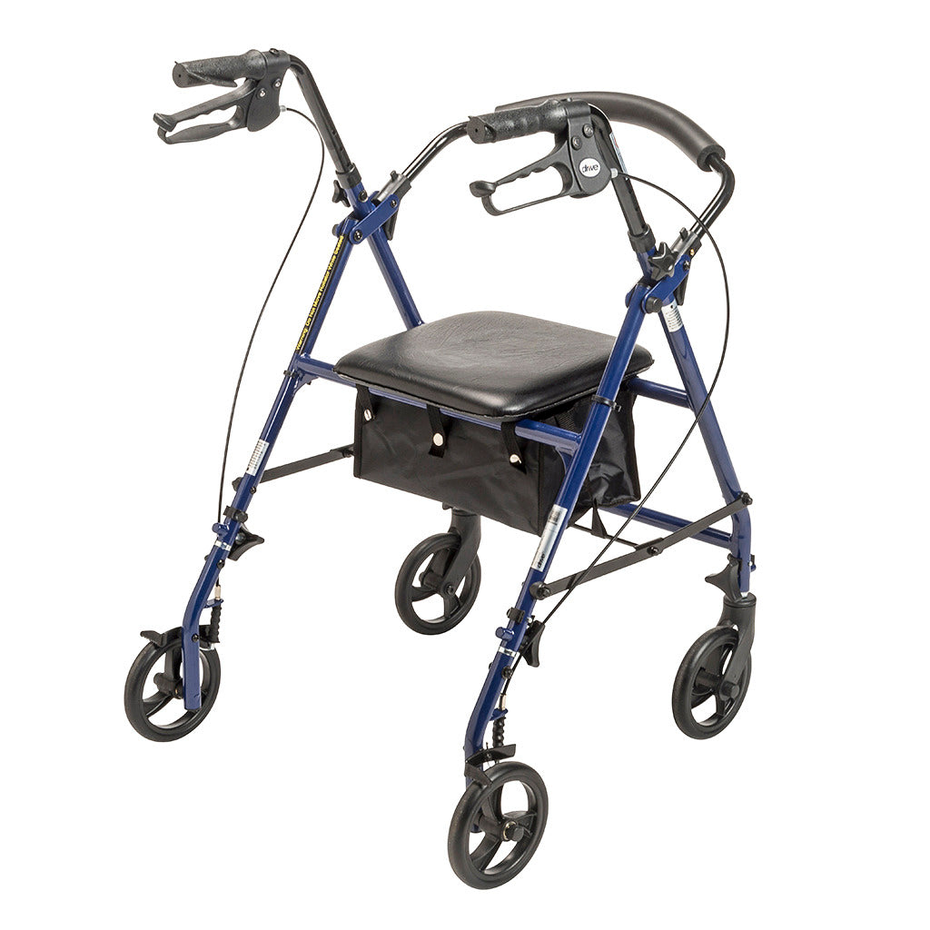 Steel Rollator Walker with 6 Inch Wheels | Foldable Mobility Aid for Seniors & Adults | Indoor & Outdoor Use for Shopping, Travel & Recovery