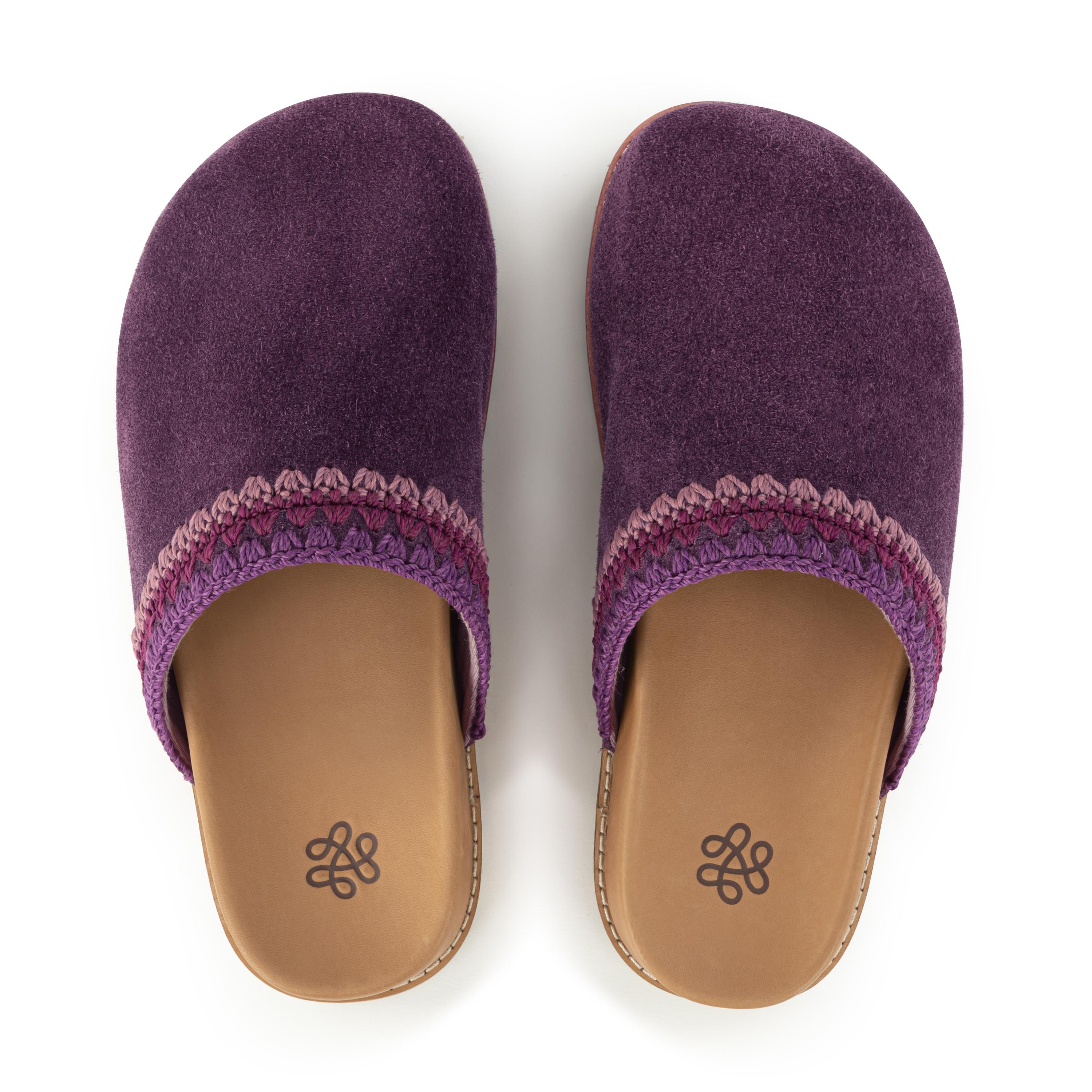 Bolinas Leather Lug Sole Clogs for Women - Comfortable Slip-On Shoes in Aubergine Seminyak Color - Perfect for Casual Wear, Gardening & Outdoor Activities