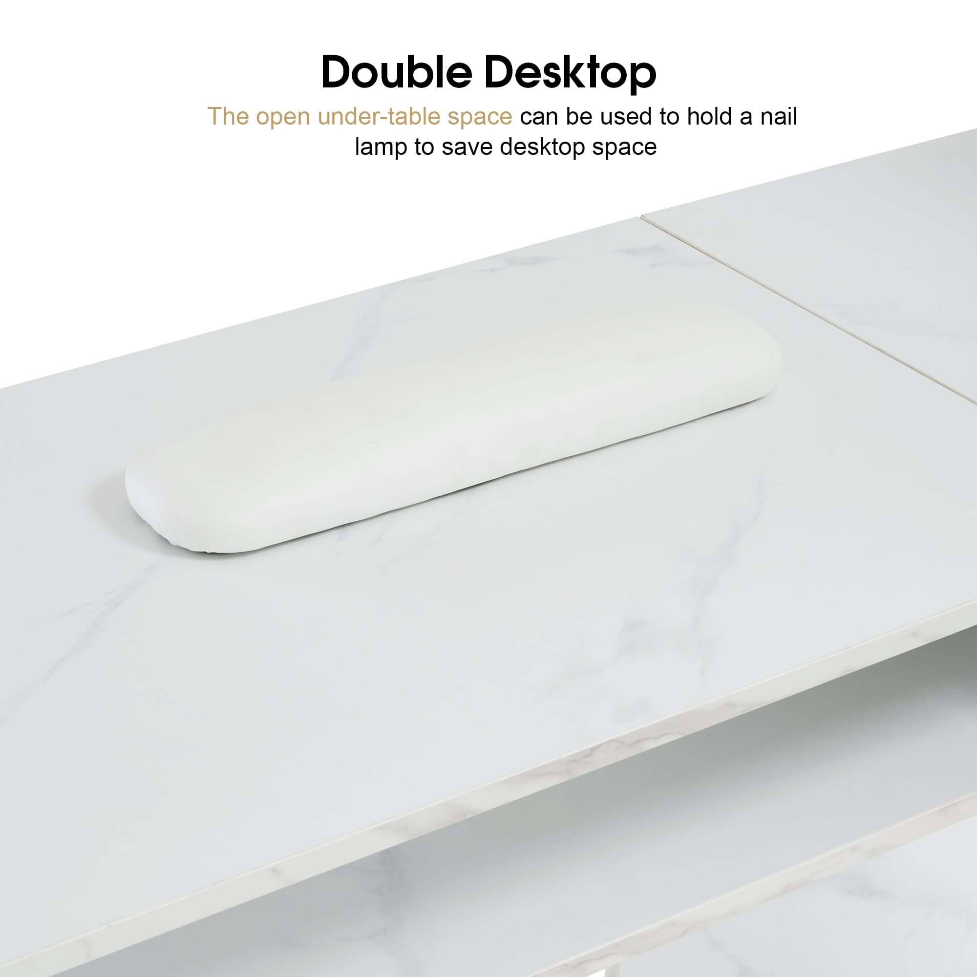Professional L-Shaped Nail Salon Desk with Storage Drawers & Cabinets - White Manicure Workstation for Efficient Organization | Perfect for Home & Salon Use