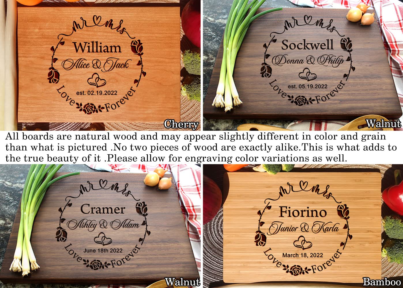 Personalized Wooden Cutting Board for Couples - Custom Engraved Wedding, Anniversary & Christmas Gift - Handmade Kitchen Decor for New Homeowners - Perfect Housewarming, Valentine's Day & Bridal Shower Present - Ideal for Cooking, Serving Charcuterie & Displaying in Modern Kitchens