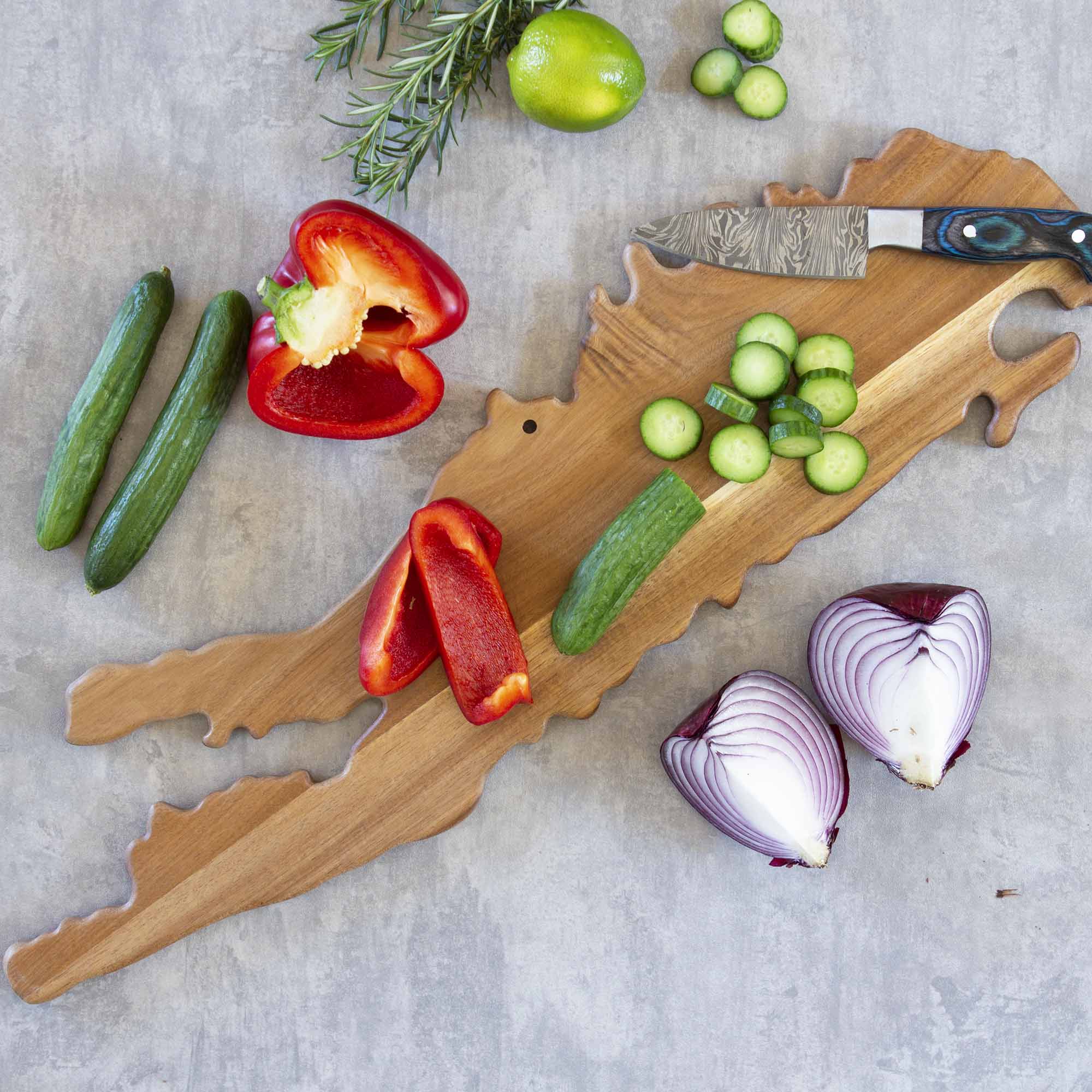 Rock & Branch® Origins Series Long Island Premium Wood Cutting Board - Large, Durable & Eco-Friendly for Kitchen, Charcuterie & Serving - Perfect for Home Chefs & Entertaining