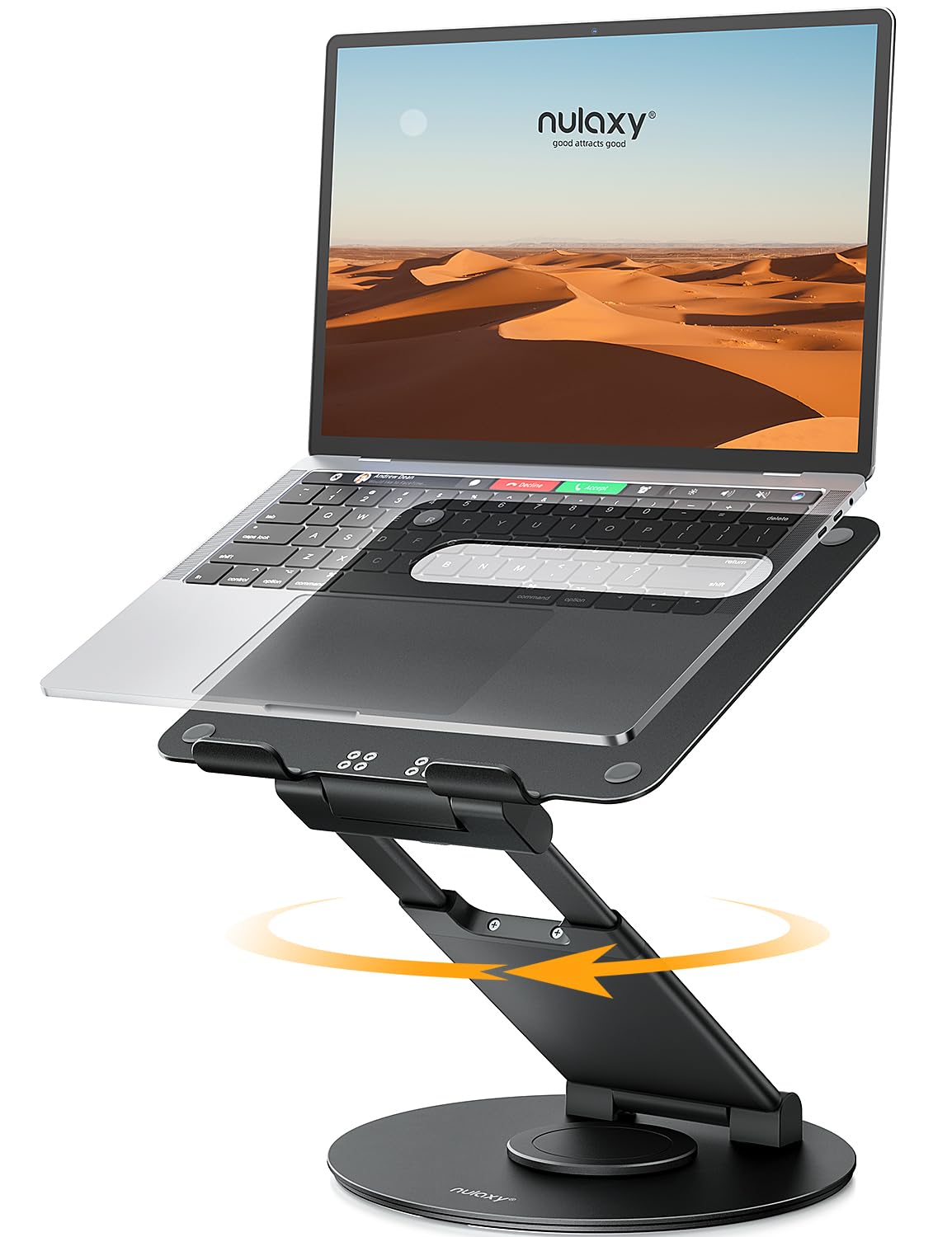 Nulaxy Adjustable Laptop Stand for Desk - 360° Rotating & Telescopic Ergonomic Riser with Swivel Pull-Out Design, Fits 10-17 Inch Laptops, MacBook, Notebook (Black) - Perfect for Home Office, Gaming & Workspace Setup