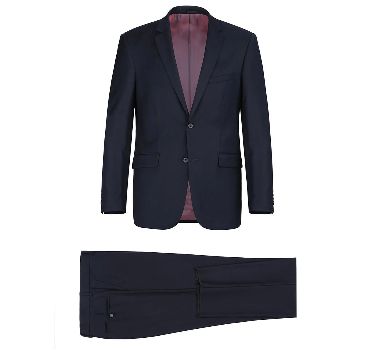 Alessandro Vitello by Renoir Dark Navy 2-Piece Slim Fit Notch Lapel Wool Suit for Men | Business Attire & Formal Events | Wedding, Office & Special Occasion Wear