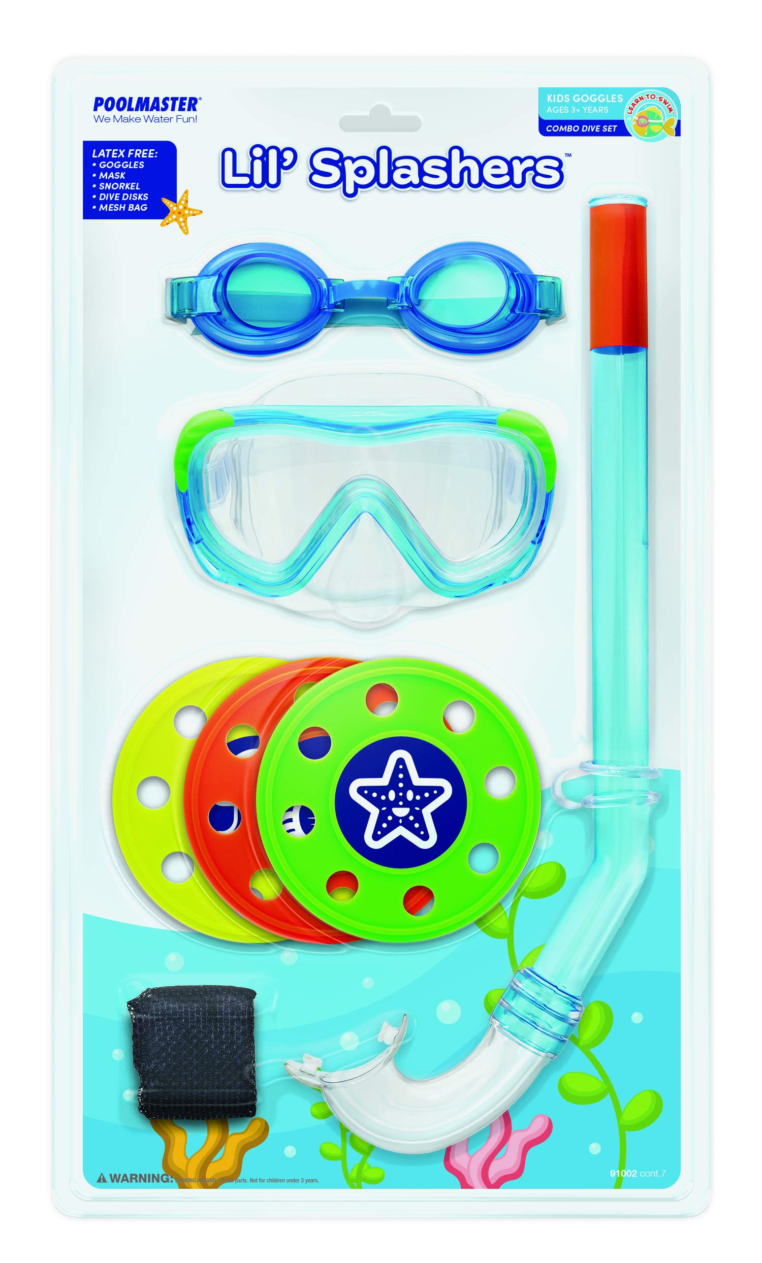 Poolmaster Combo Dive Toy and Snorkel Set for Kids - Underwater Swimming Gear with Floating Toys & Adjustable Snorkel Mask - Perfect for Pool Parties, Beach Vacations & Summer Water Fun
