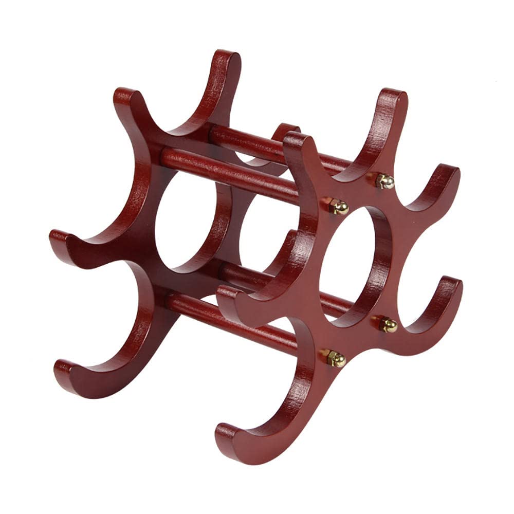 Vintage 3-Tier Wooden Wine Rack Free Standing - Industrial Style Wine Storage Holder for 6 Bottles - Perfect for Cabinet, Cupboard, Countertop & Kitchen Decor | Home Bar & Dining Room Organizer