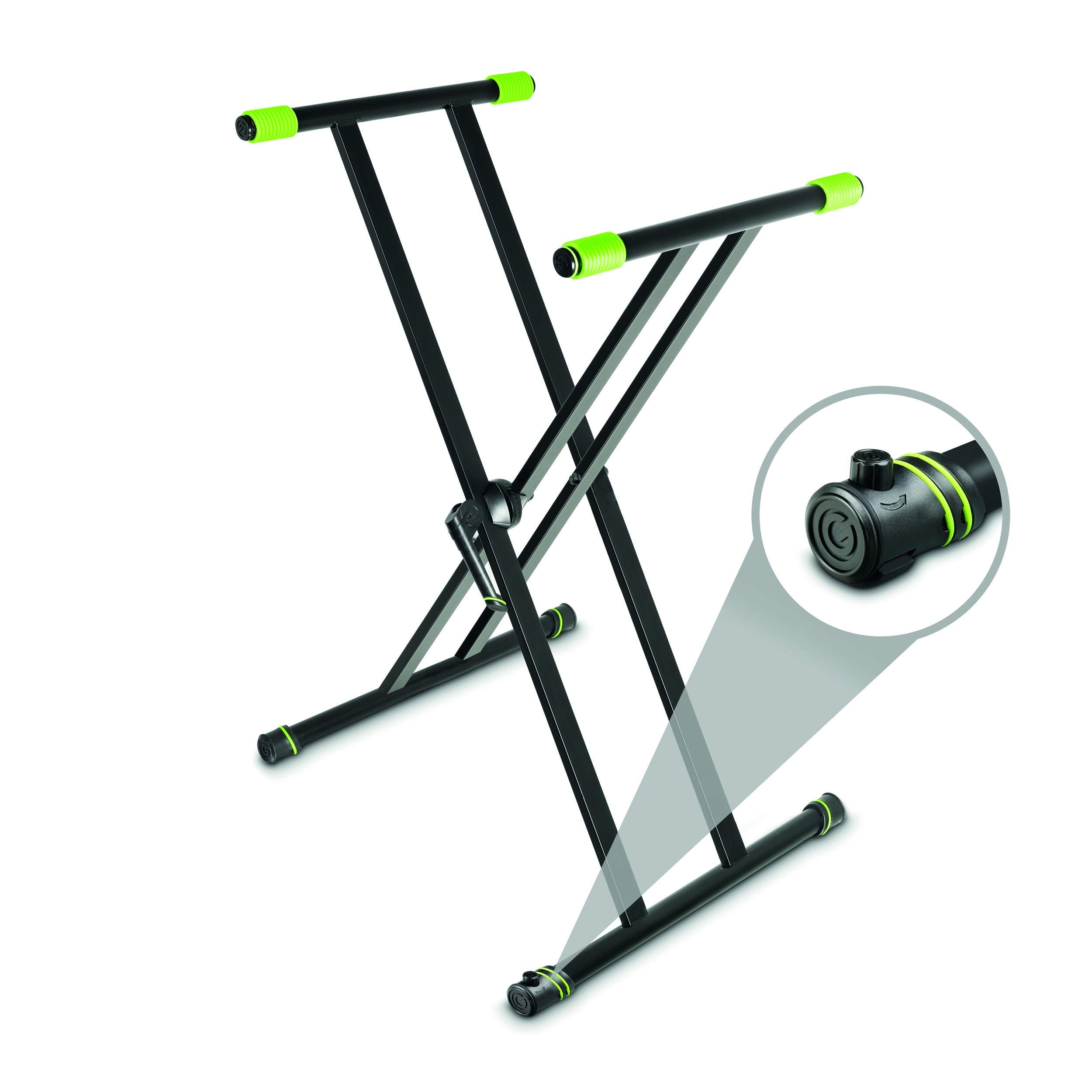 STANDS Keyboard Stand X-Form Double with Rapid Desk (KSX 2 RD) - Adjustable Black Music Stand for Piano, Synthesizer & Studio Recording