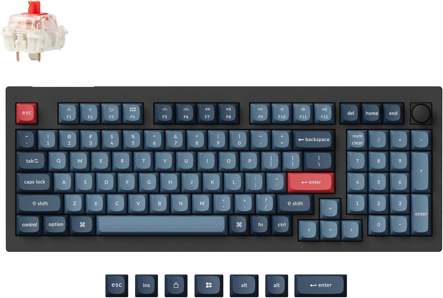 Keychron V5 Max Wireless Custom Mechanical Keyboard with Knob - QMK/VIA Programmable, 96% Layout, Bluetooth 5.1/2.4GHz/Wired, RGB Backlit, Hot-Swappable Gateron Jupiter Red Switches - Compatible with Mac & Windows - Perfect for Gaming, Coding & Office Work