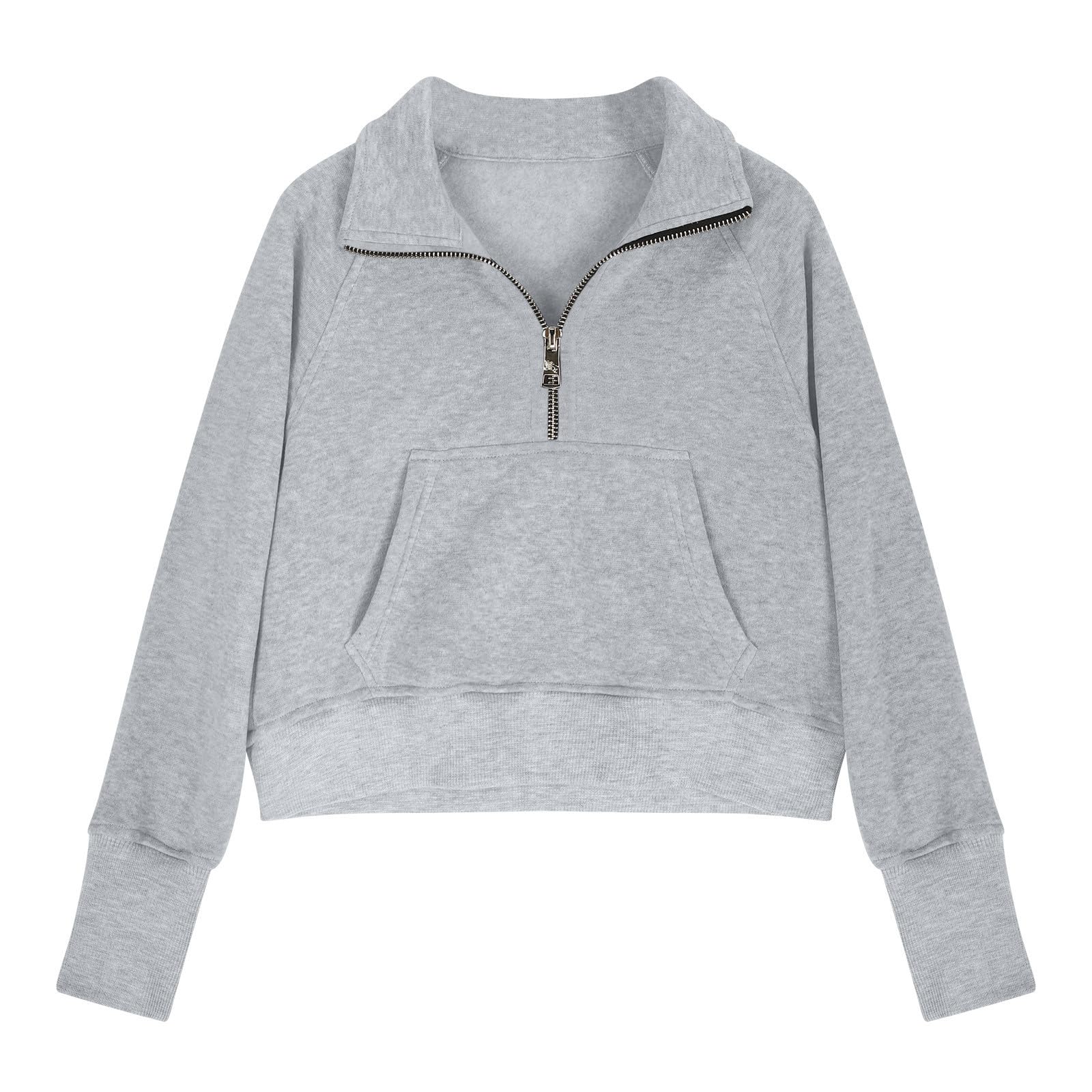 LRMQS Girls Half Zipper Sweatshirts - Cute Trendy Fall Pullover Crop Tops for Teen Girls, Long Sleeve Thumb Hole Sweater - Perfect for School, Outfits, and Casual Wear