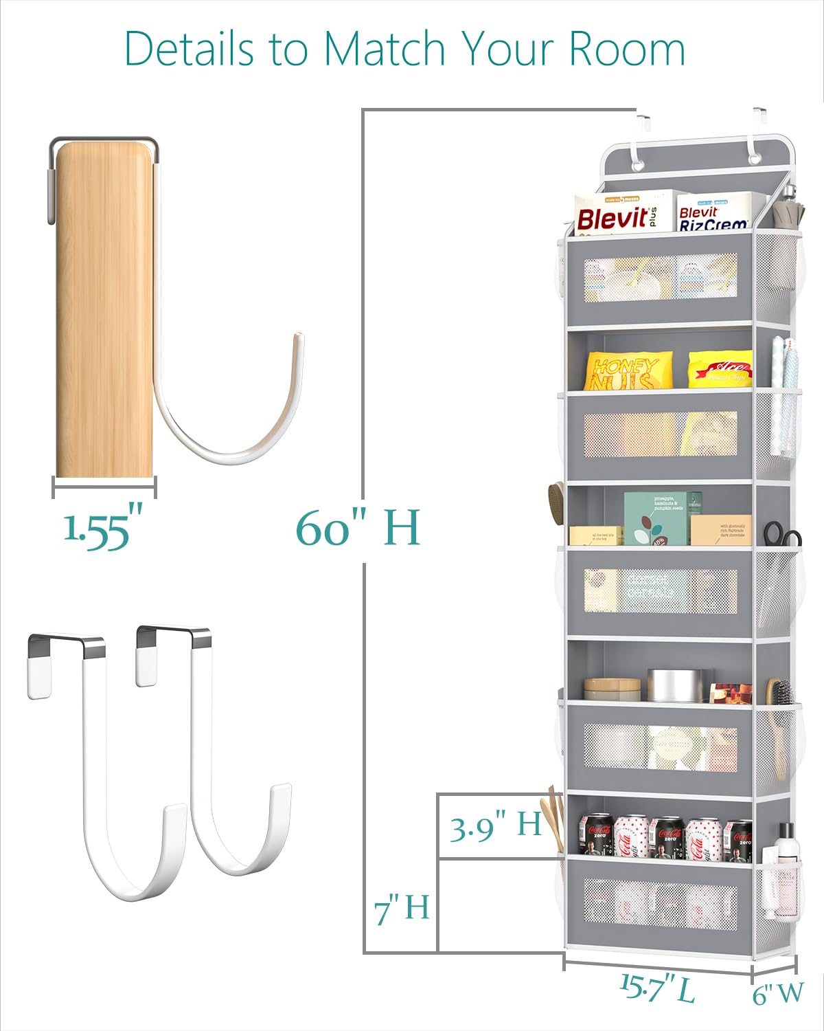 15-Pocket Over the Door Organizer - Space-Saving Bathroom Storage, Shoe Organizer, Kids Toy Storage & Closet Organizer - Perfect for Small Spaces, Nursery, Dorm & Apartment Organization