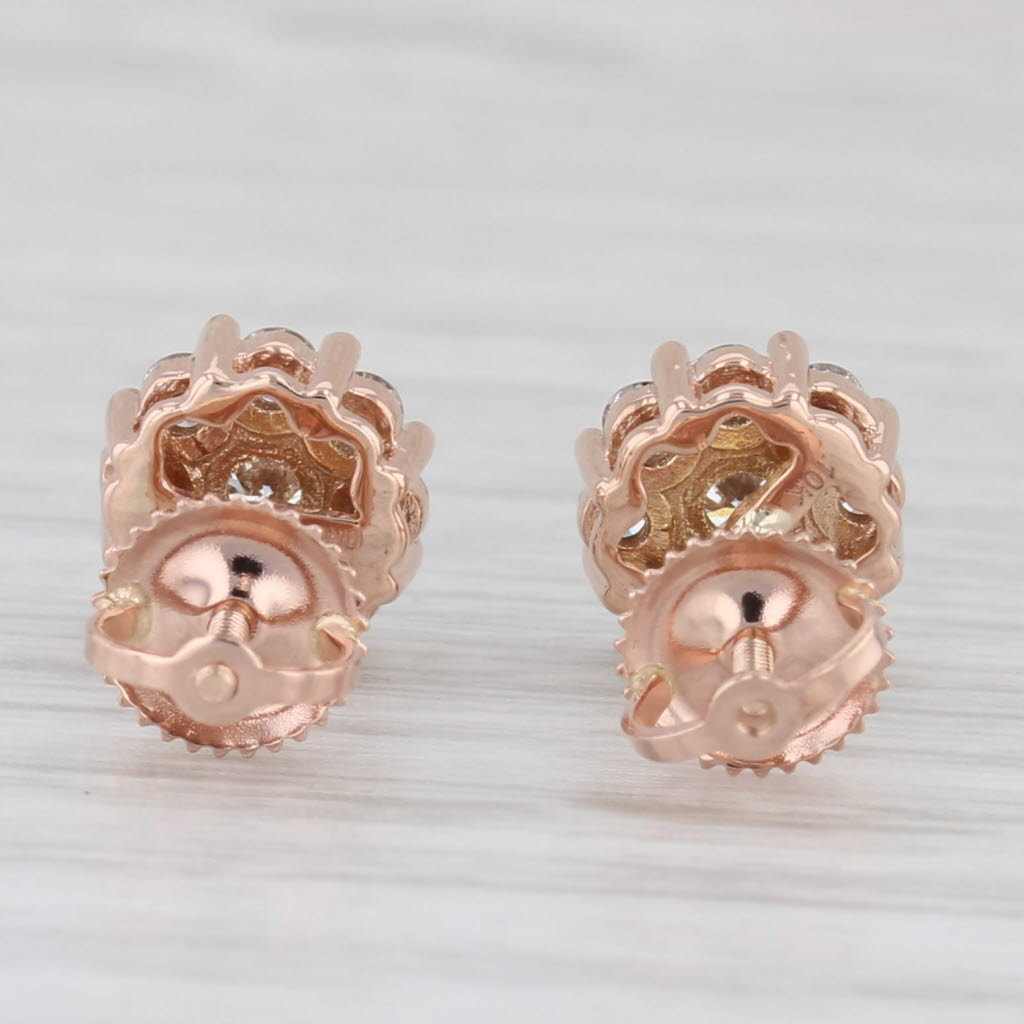 0.60ctw Diamond Cluster Stud Earrings in 10k Rose Gold with Secure Screw Back - Perfect for Weddings, Anniversaries & Special Occasions