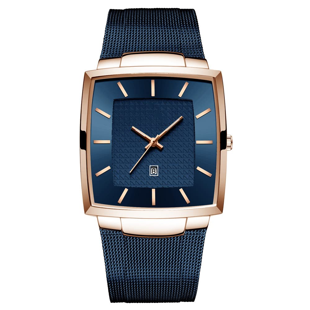 Stainless Steel Mesh Band Analog Quartz Watch for Men - Automatic Digital Calendar, Business Dress & Sports Waterproof Wristwatch - Perfect for Office, Formal Events & Outdoor Activities